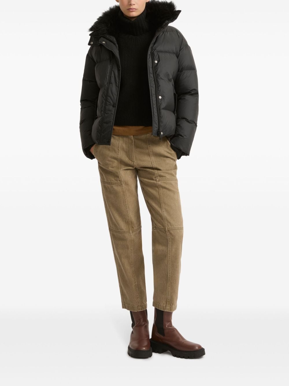 lambswool-trim puffer jacket - 2