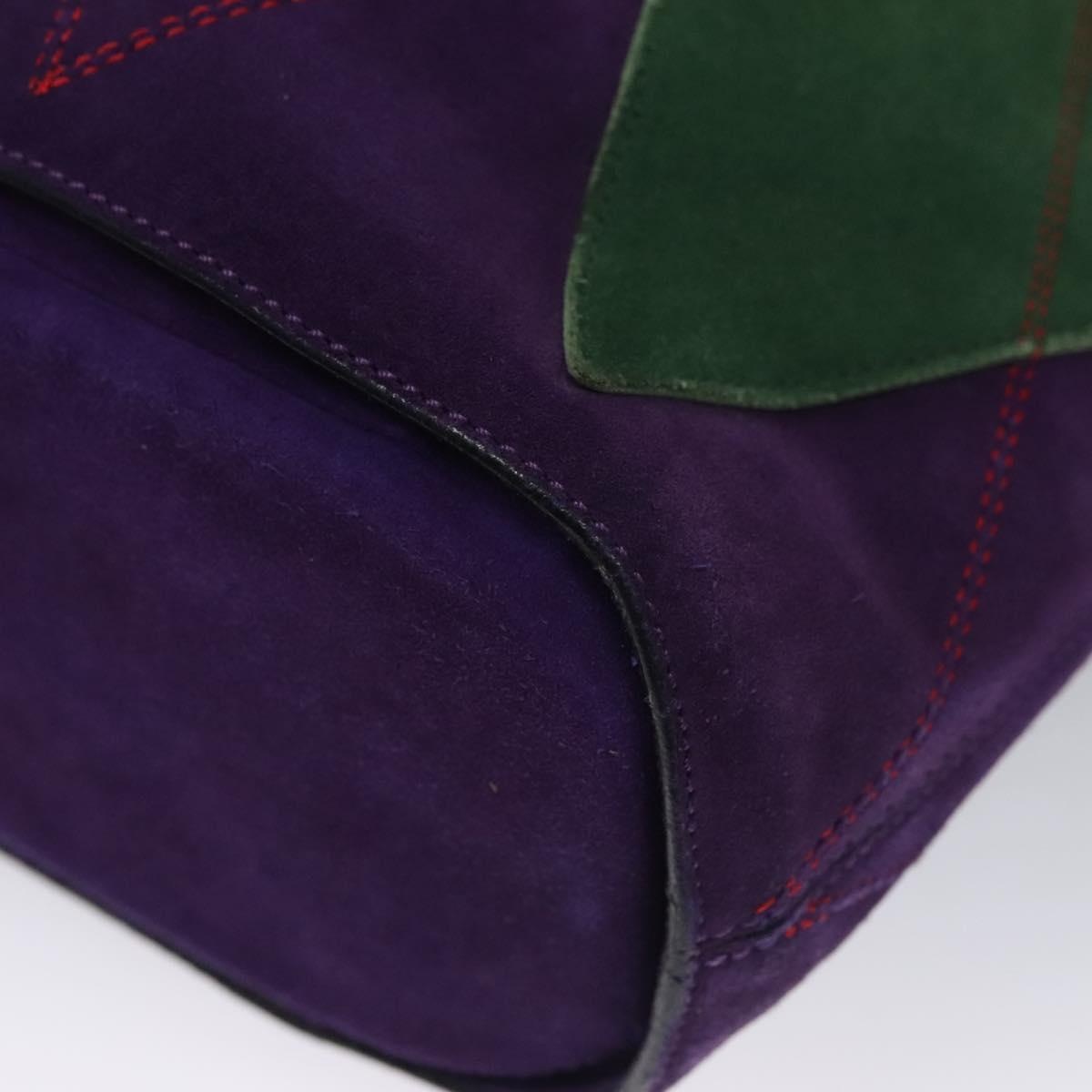 CELINE Circle Shoulder Bag Suede Purple Green Gold - 13
