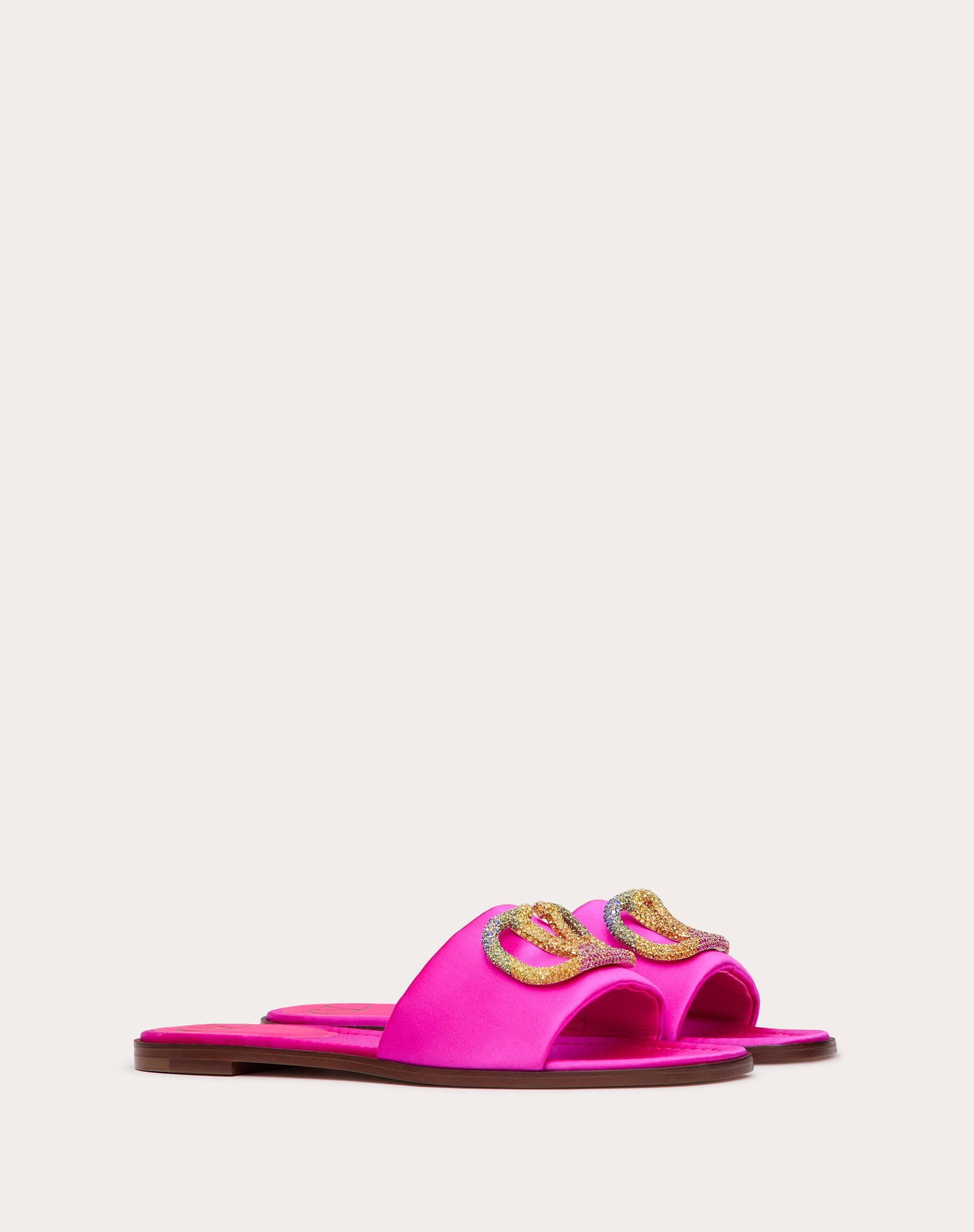 VALENTINO GARAVANI ESCAPE SLIDE SANDAL IN SATIN WITH CRYSTALS - 2