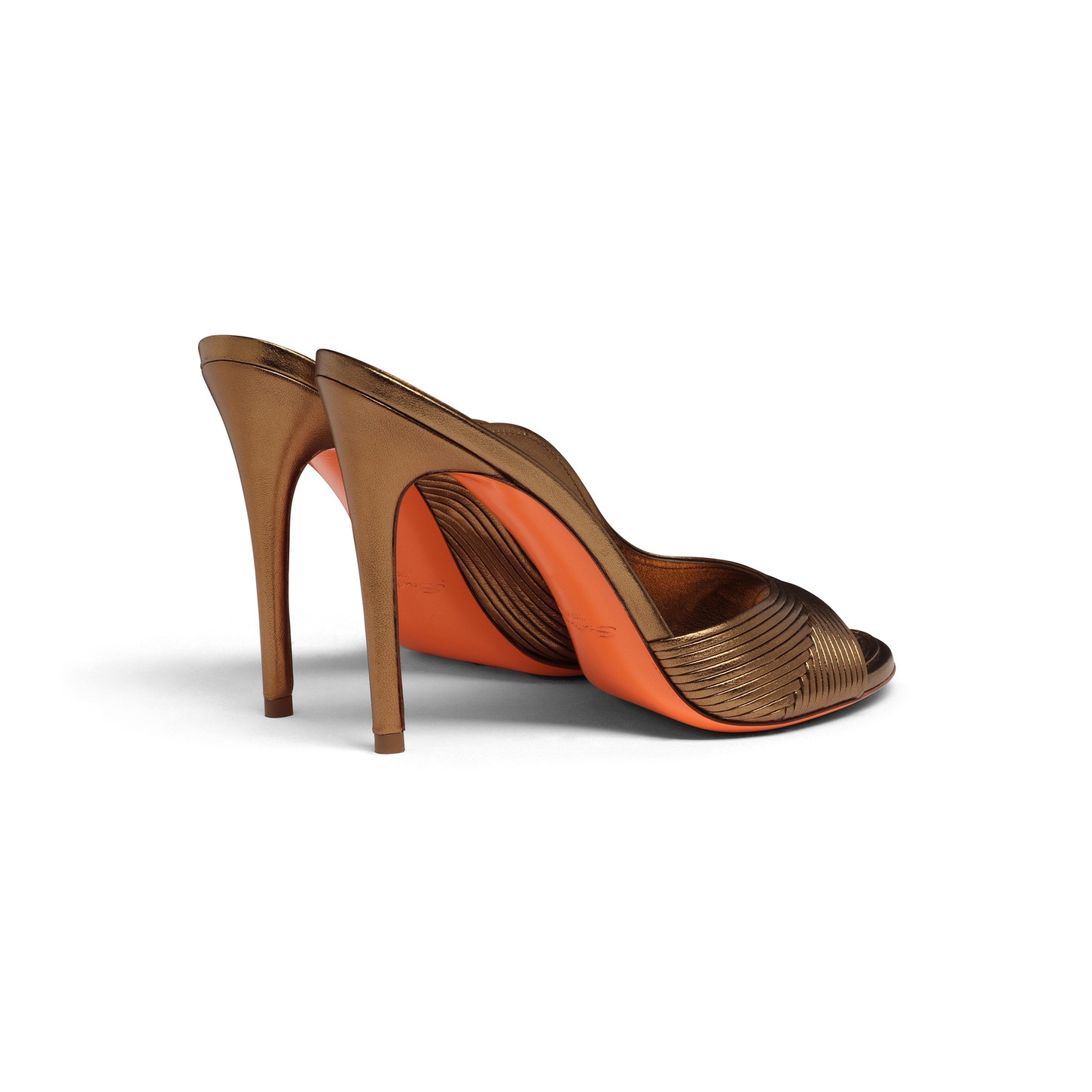 Women's gold leather high-heel sandal - 4
