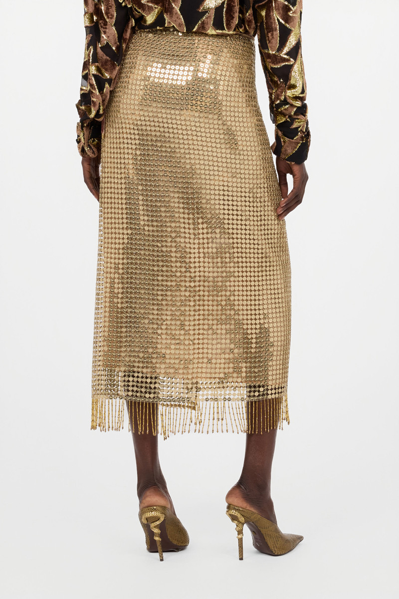 Gold Sequin Midi Skirt 4