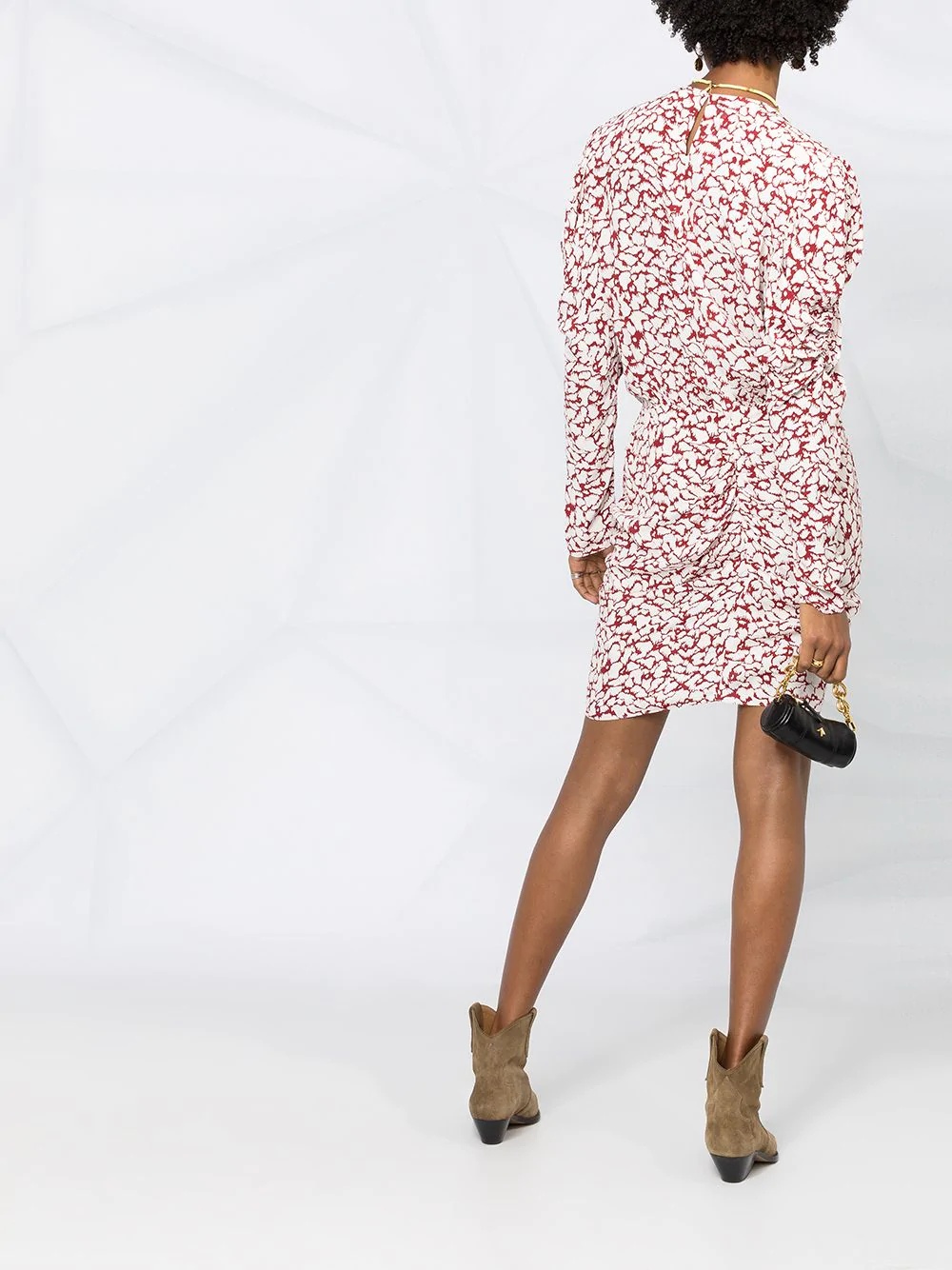 floral print draped dress - 6