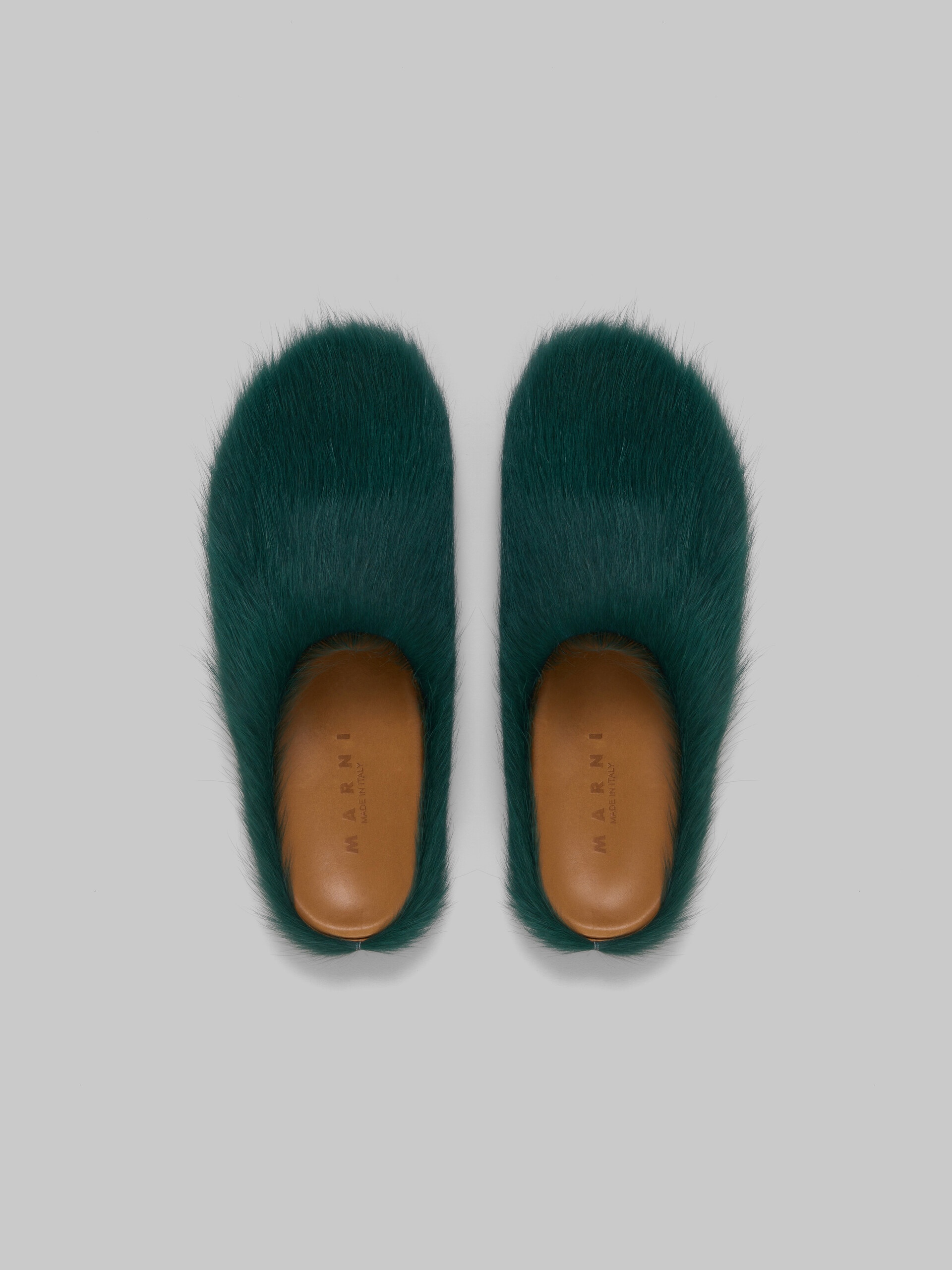 SEA GREEN LONG-HAIR CALFSKIN FUSSBETT SABOT - 4