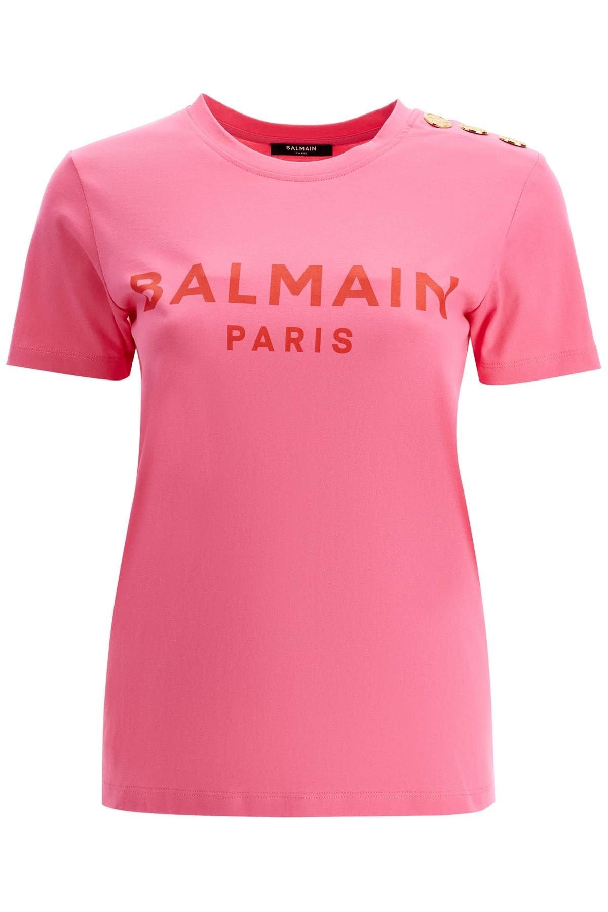 Balmain Logo T Shirt With Buttons - 1