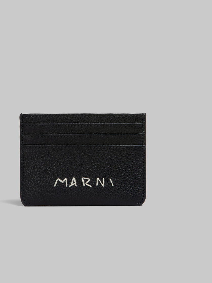 BLACK LEATHER CARDHOLDER WITH MARNI MENDING - 4