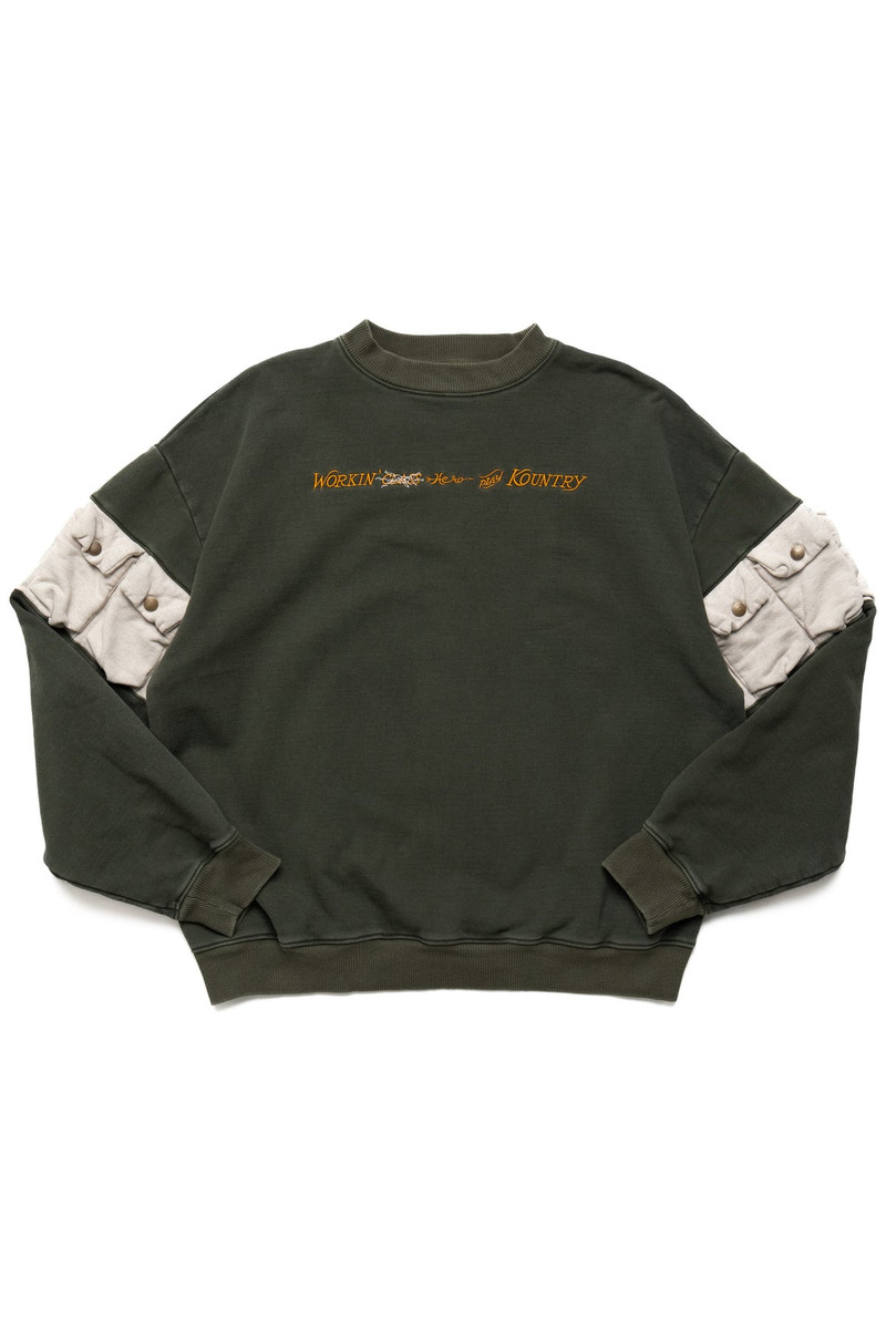 SWT Knit 2TONES NICKEL "8" Sleeve SWT (WORKING Embroidery) - Khaki 1