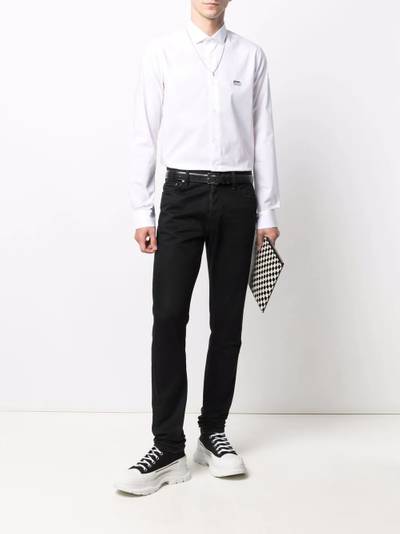 PHILIPP PLEIN logo-plaque stretch-cotton shirt outlook