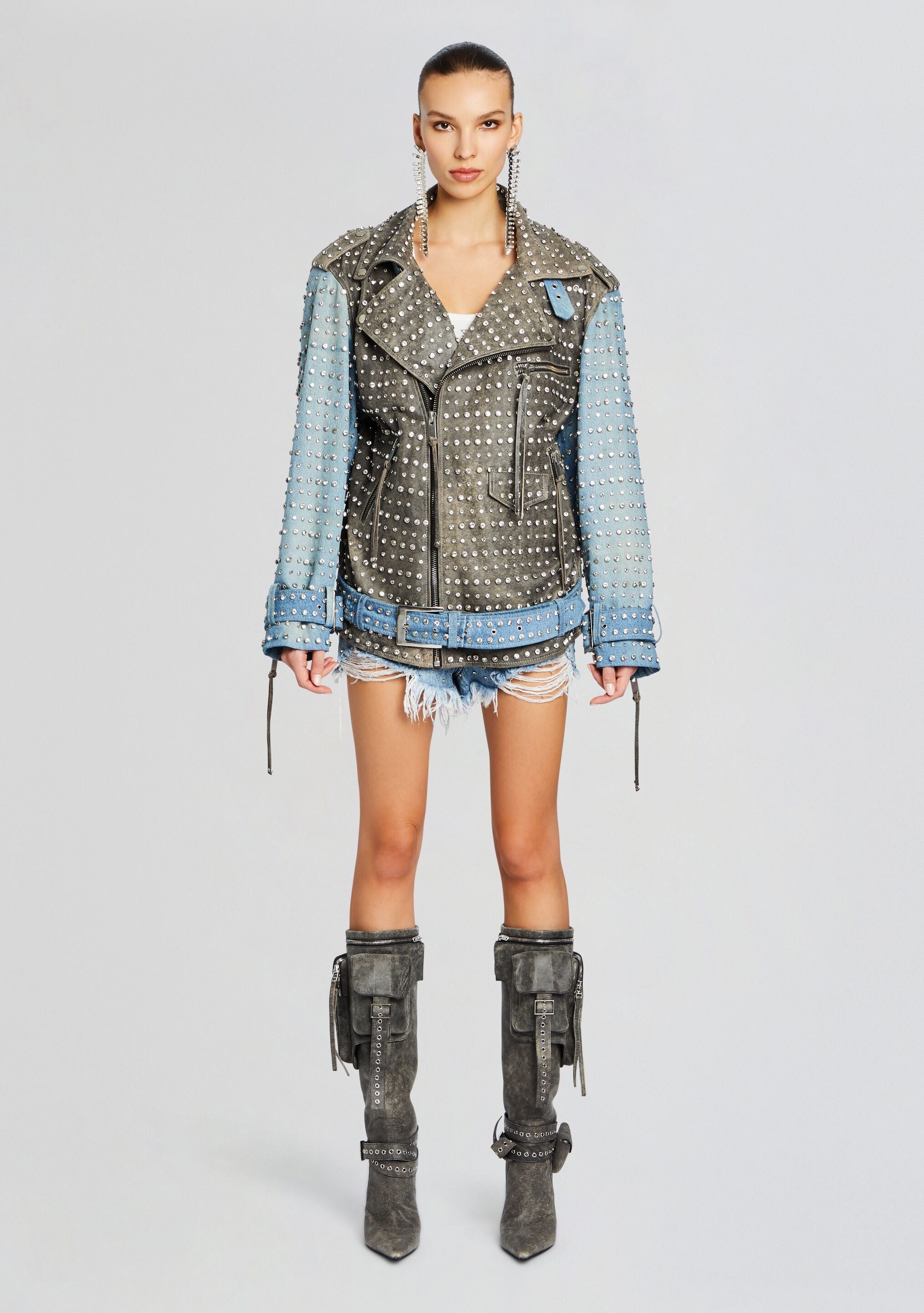 REBEL EMBELLISHED LEATHER JACKET - 5
