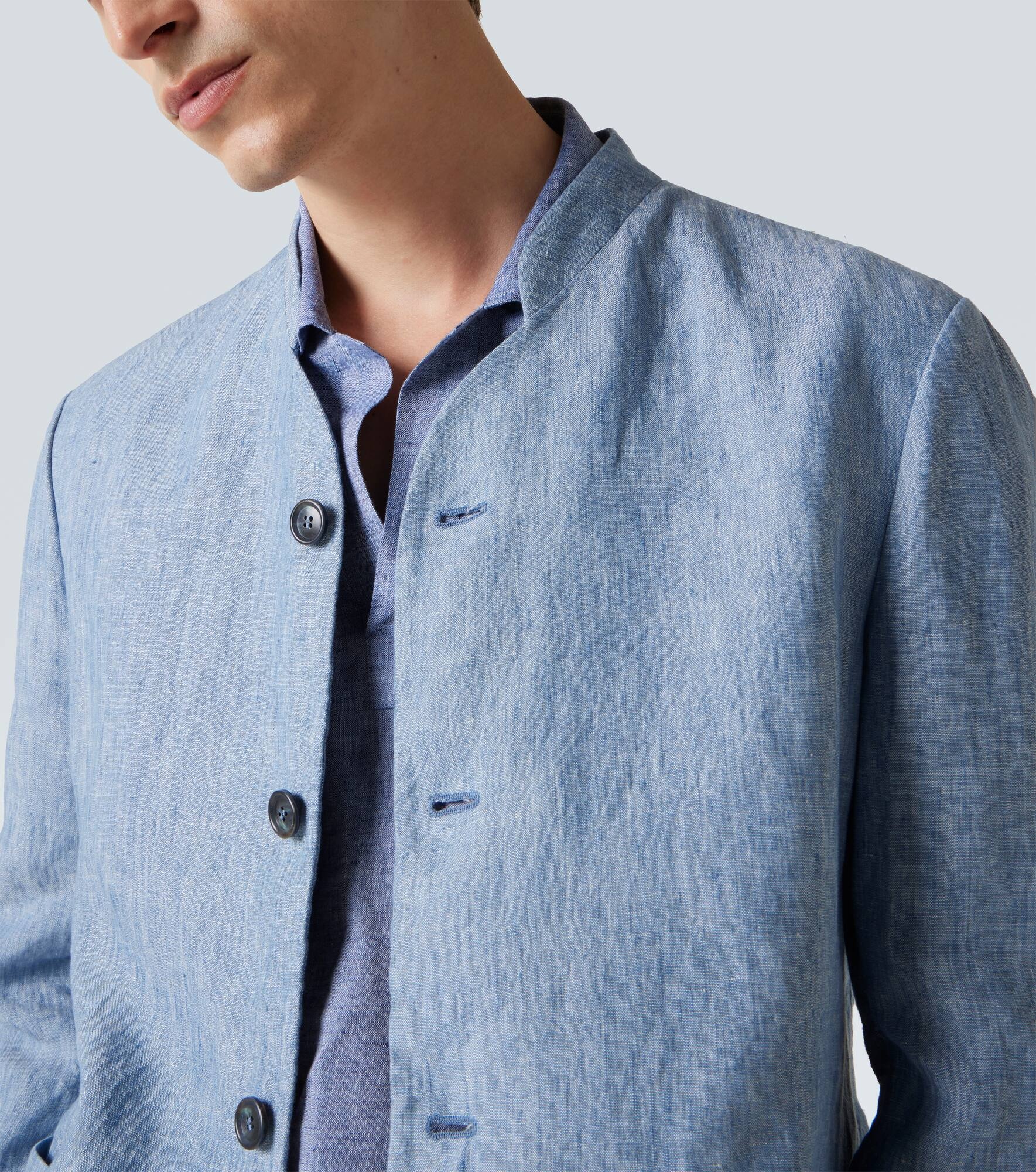Single-breasted linen jacket - 6