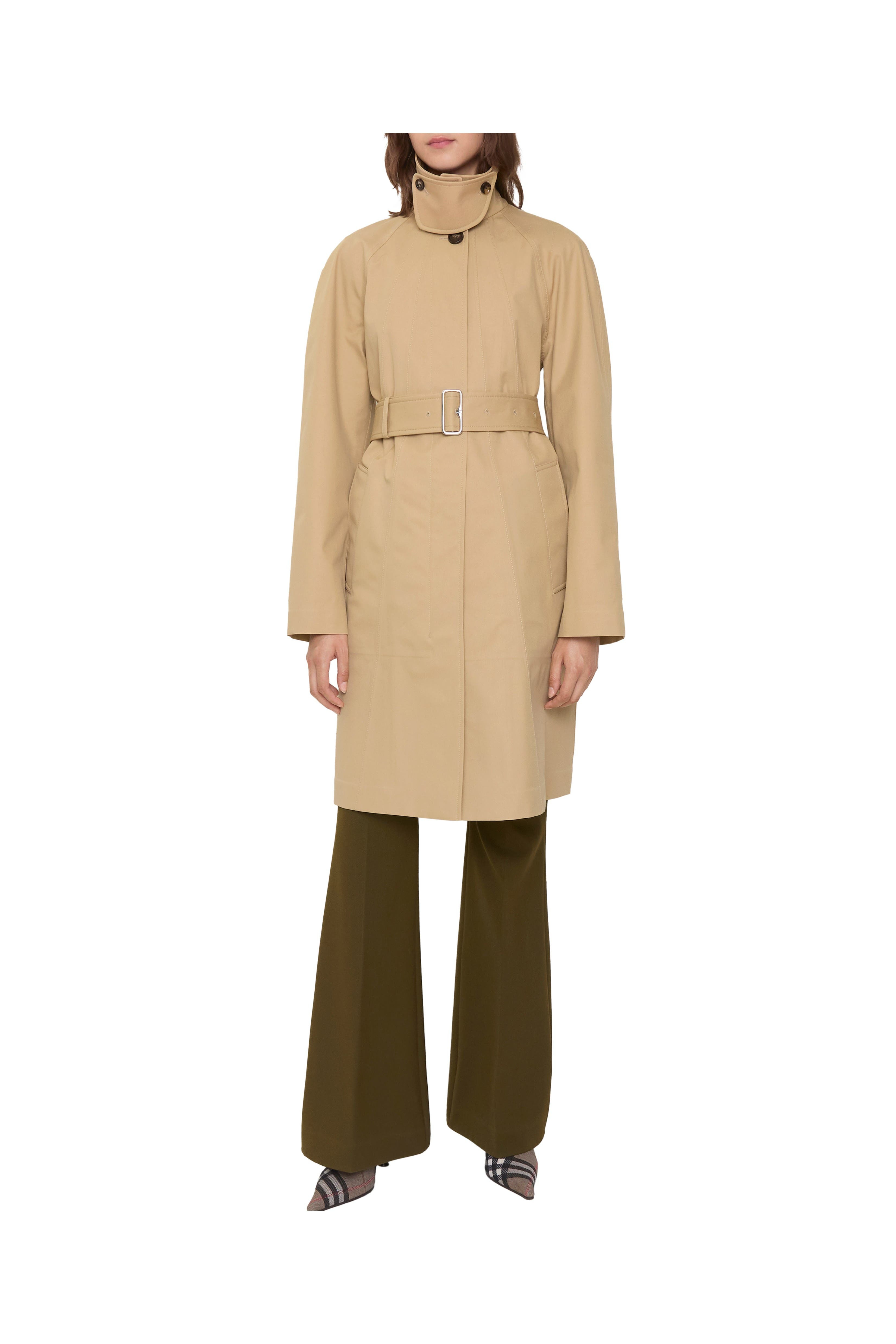 burberry Mid-length Bonded Cotton Car Coat in Flax Beige at Nordstrom - 3