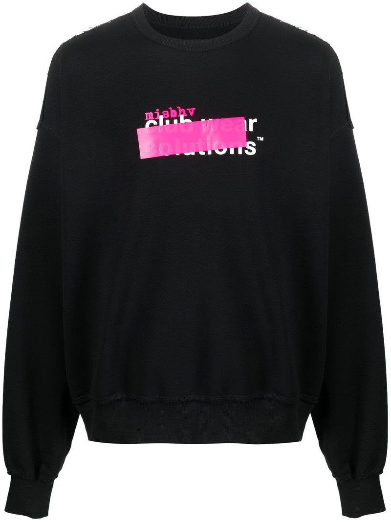 logo-print distressed sweatshirt 1