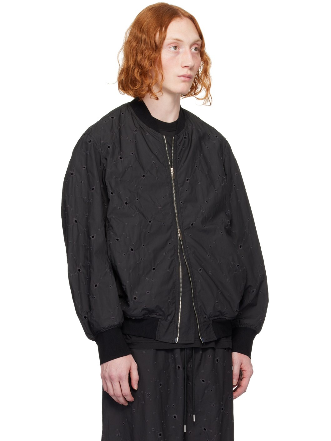 Black Embroidered Bomber Jacket - 2
