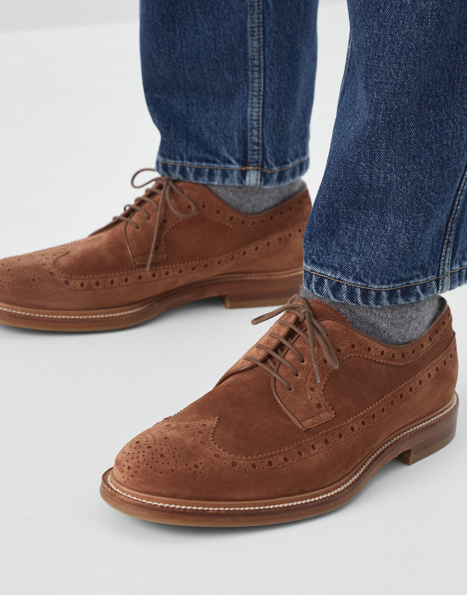 Suede longwing brogue Derby - 4