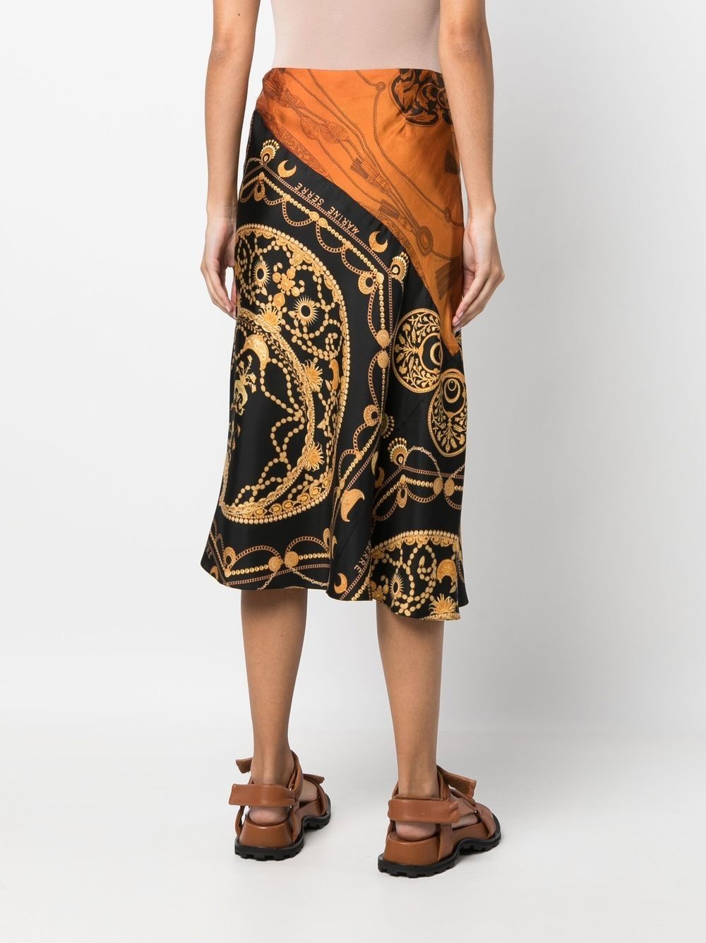 regenerated jewellery-print silk skirt - 4
