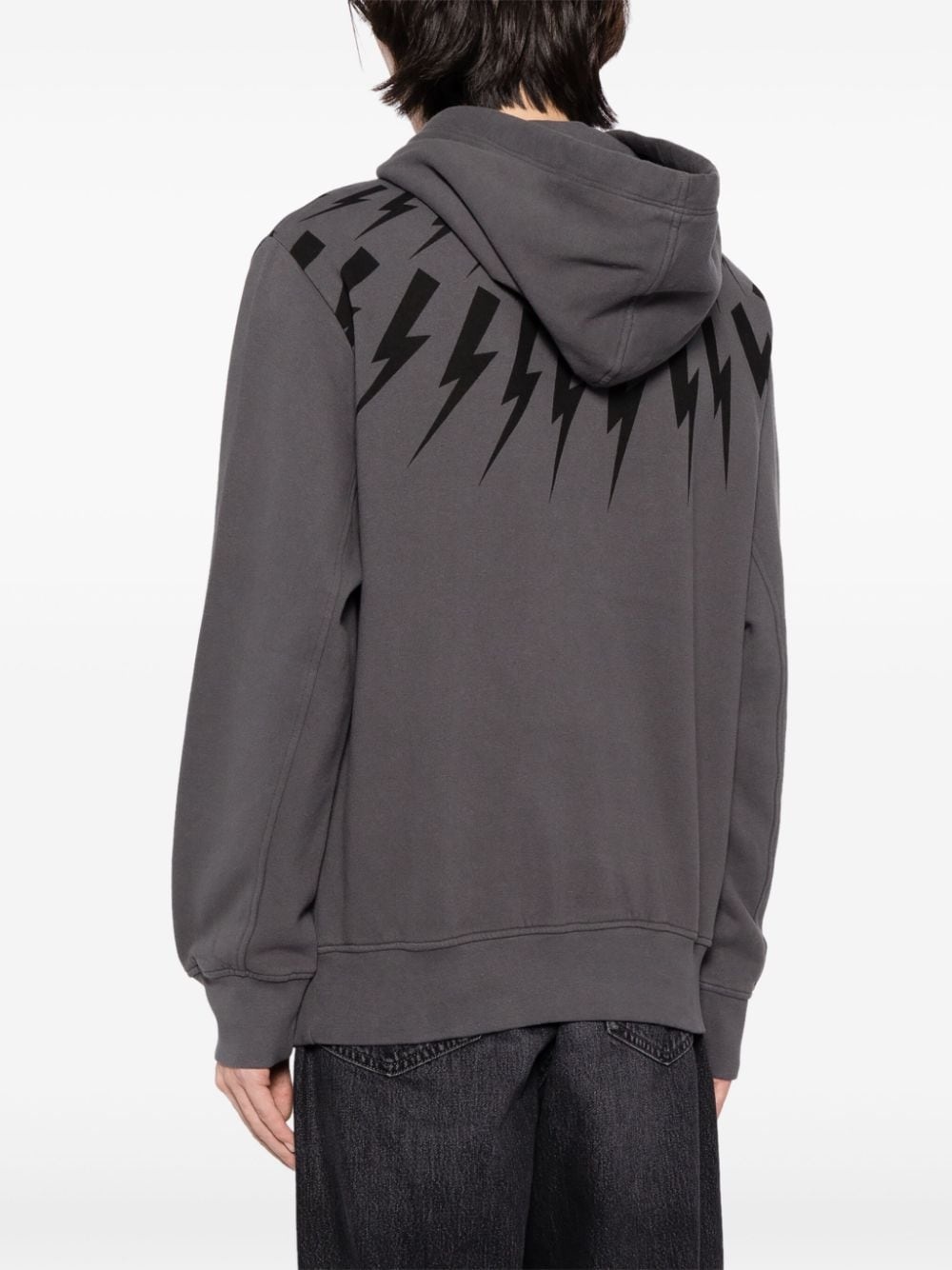 Thunderbolt-print cotton hoodie - 4
