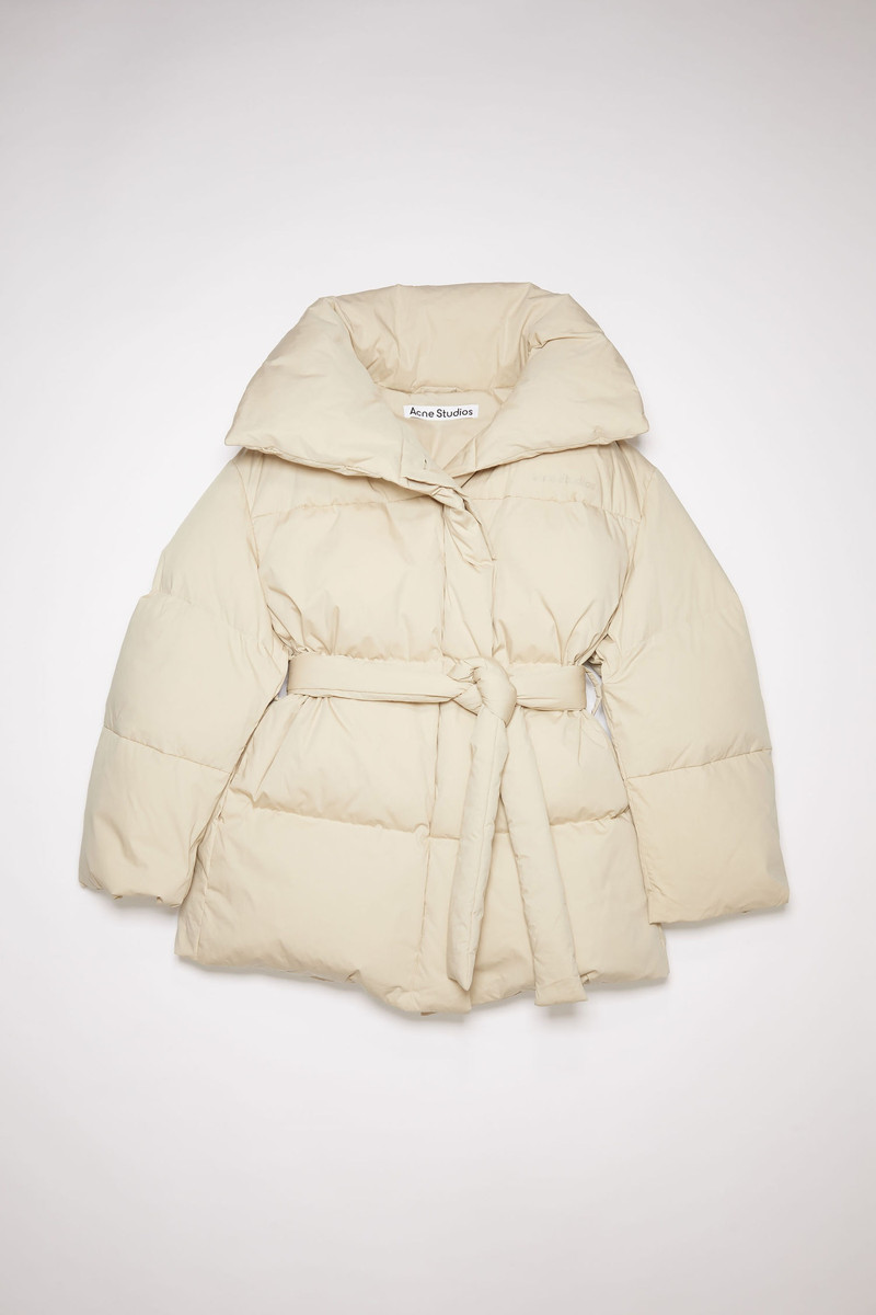 Belted puffer jacket - Beige - 1