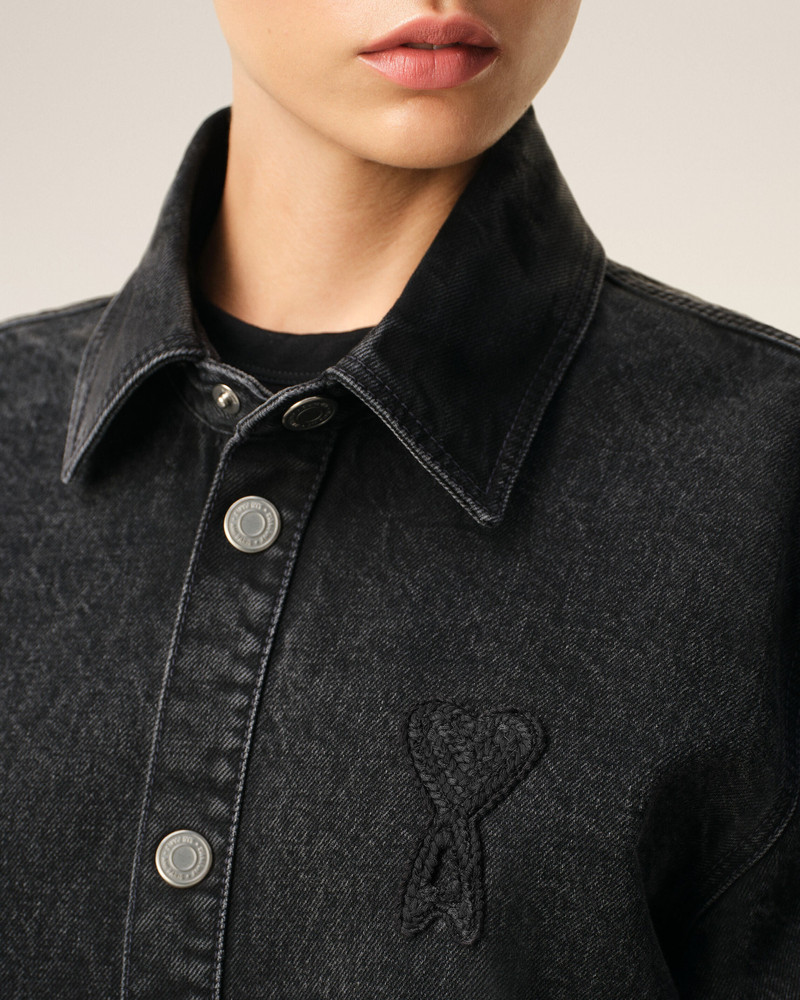 BLACK COTTON KNITTED AMI DE COEUR OVERSHIRT 4