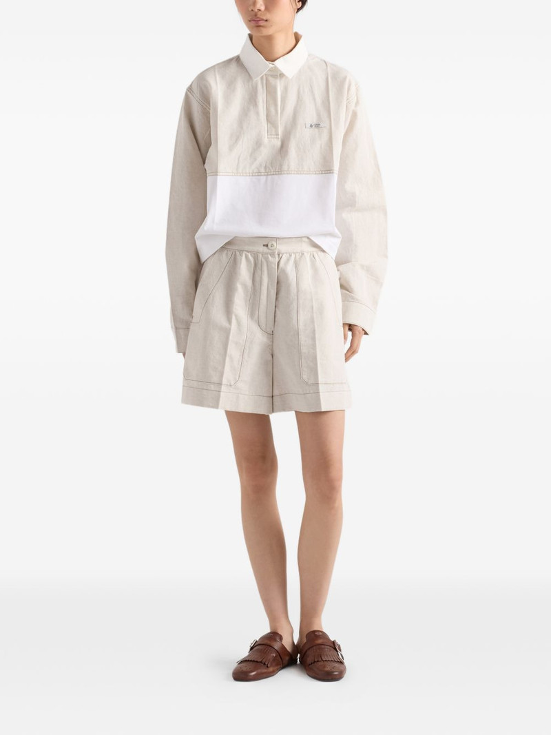 Prada chambray and jersey polo shirt outlook