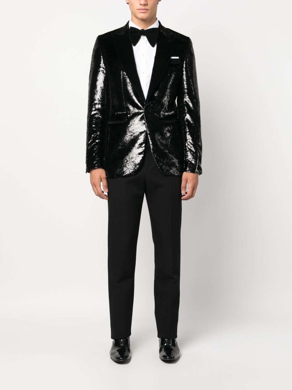 metallic-effect single-breasted blazer - 2