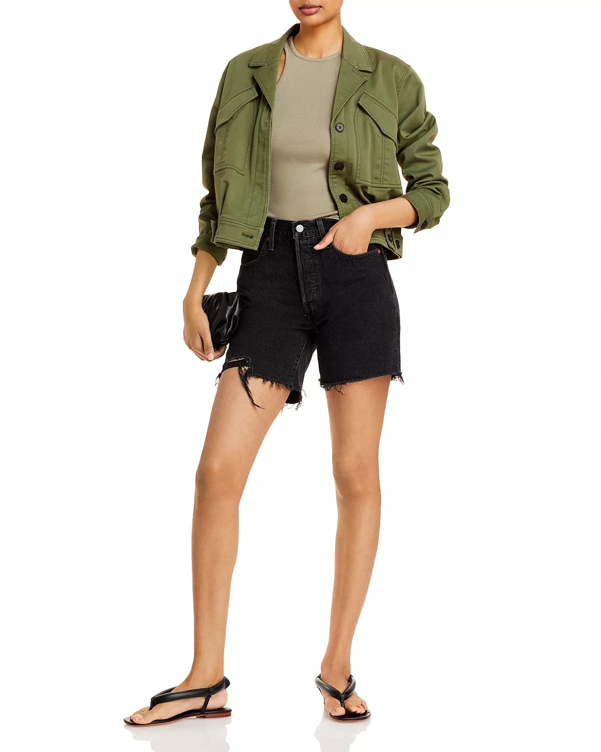 501 Mid Thigh Denim Shorts in Lunar Black - 2