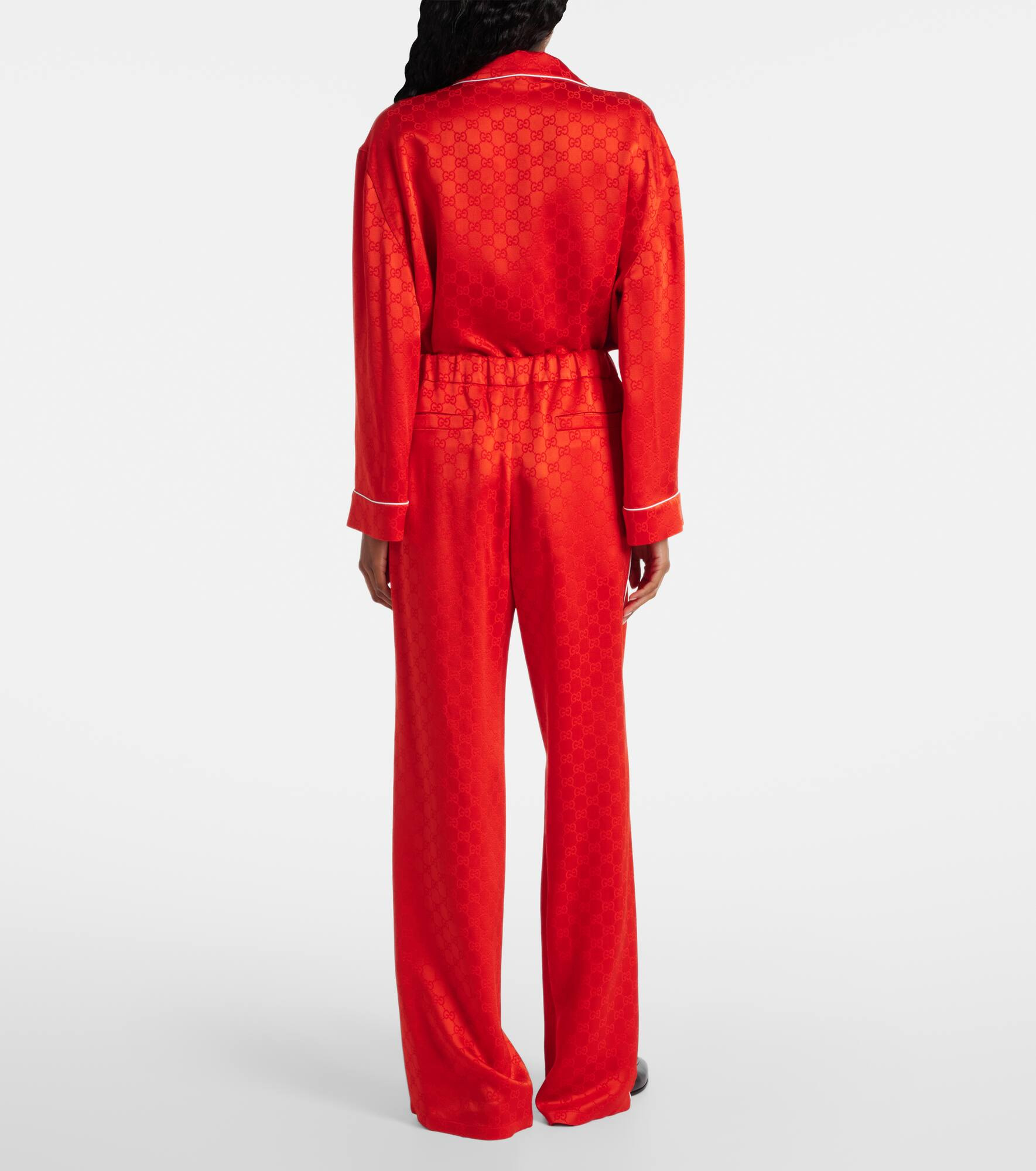GG satin wide-leg pants - 3