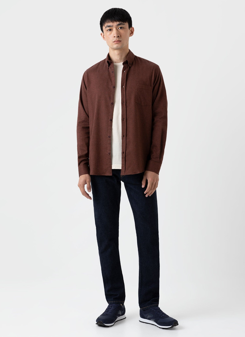 Sunspel Brushed Cotton Flannel Shirt outlook