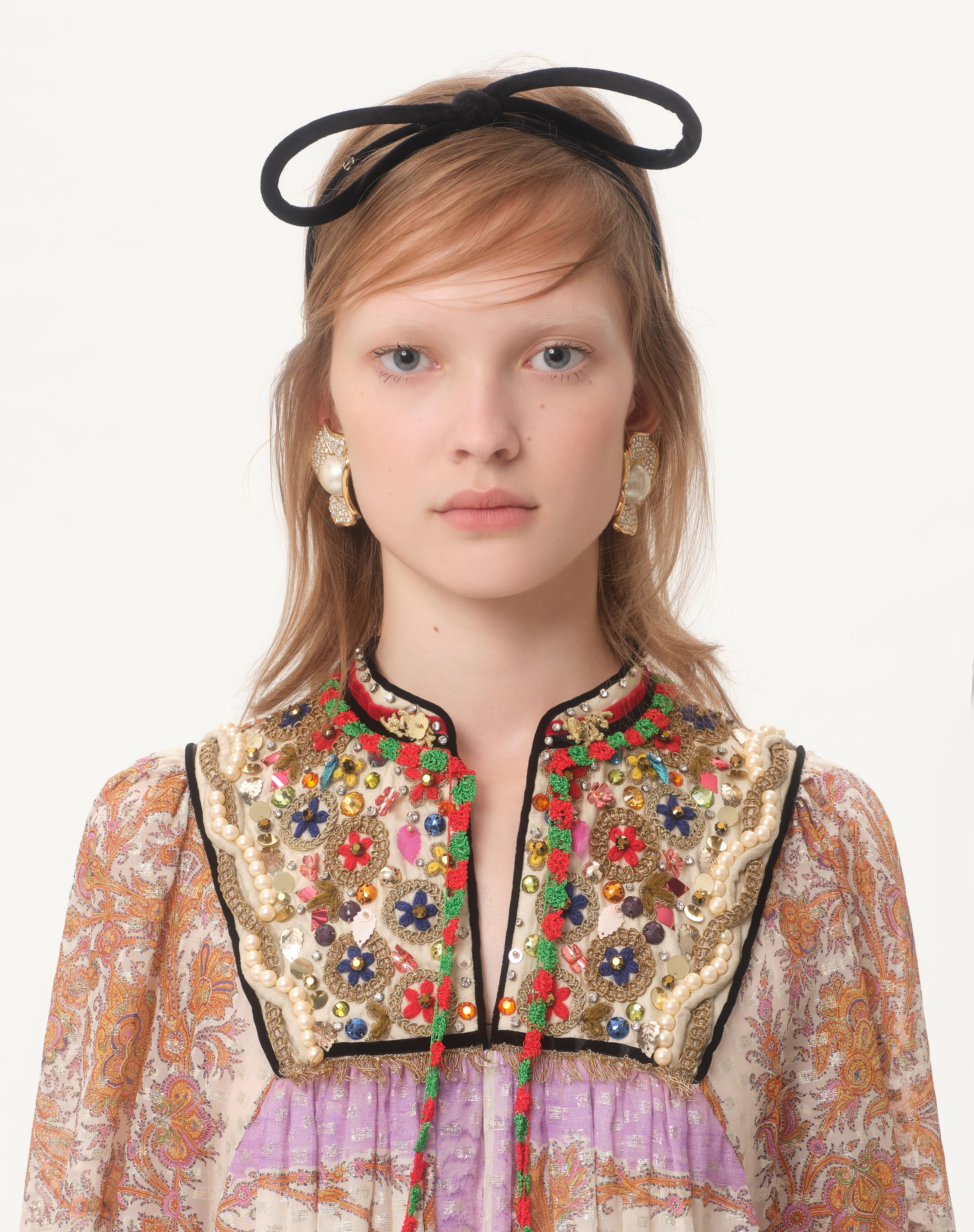 GEORGETTE LUREX DRESS WITH VOYAGE IMAGINAIRE PRINT - 4