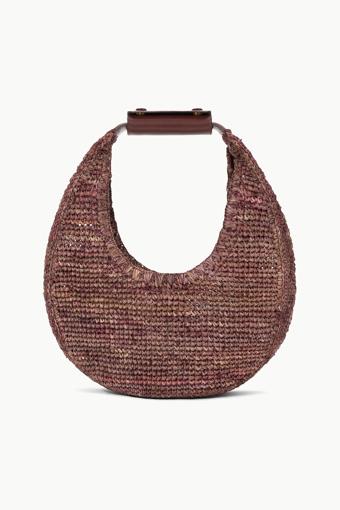 STAUD MOON RAFFIA TOTE BAG MAHOGANY - 1