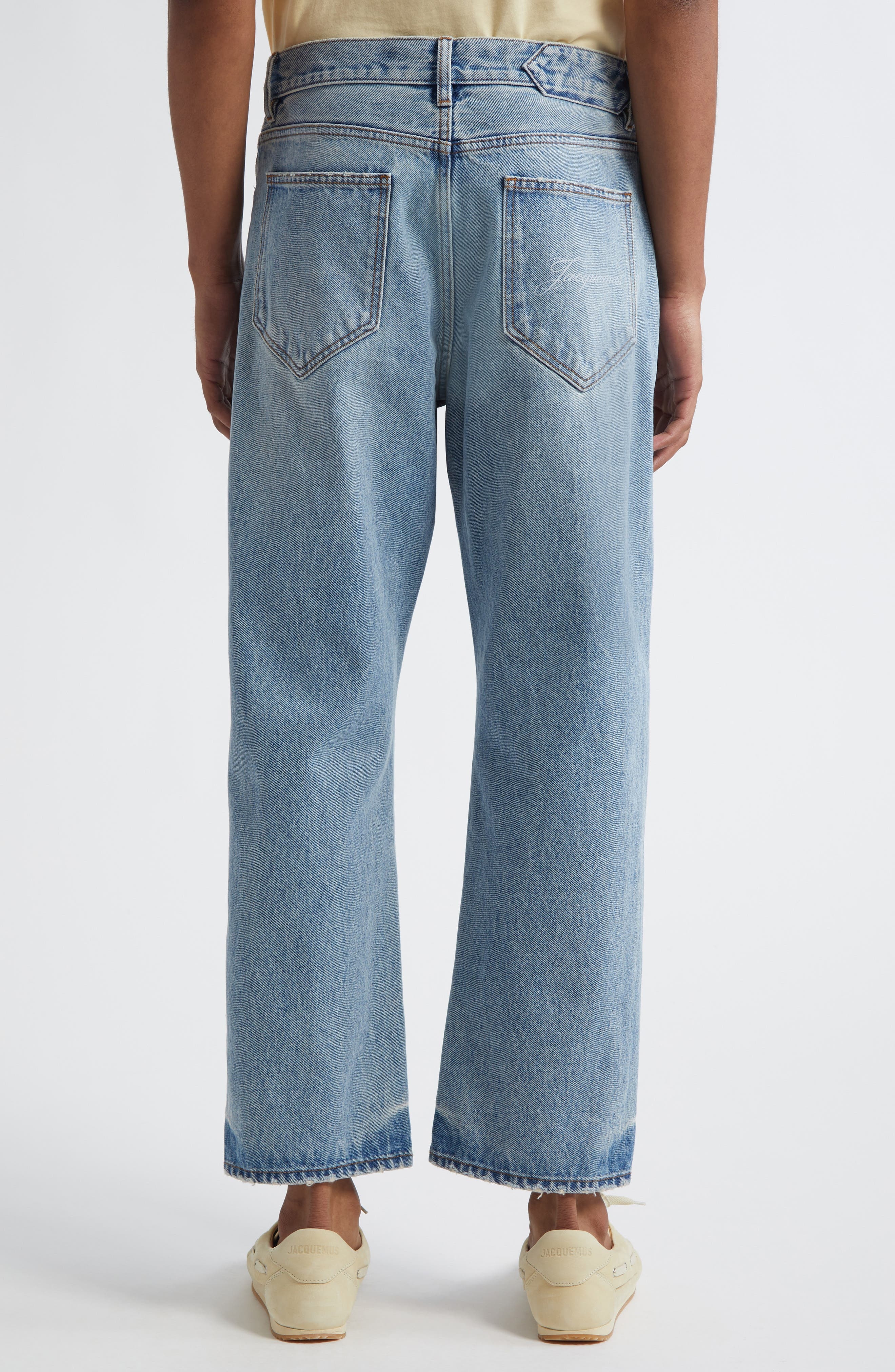 Jacquemus Le De-Nîmes Venice Straight Leg Jeans in Blue/Tabac at Nordstrom - 3
