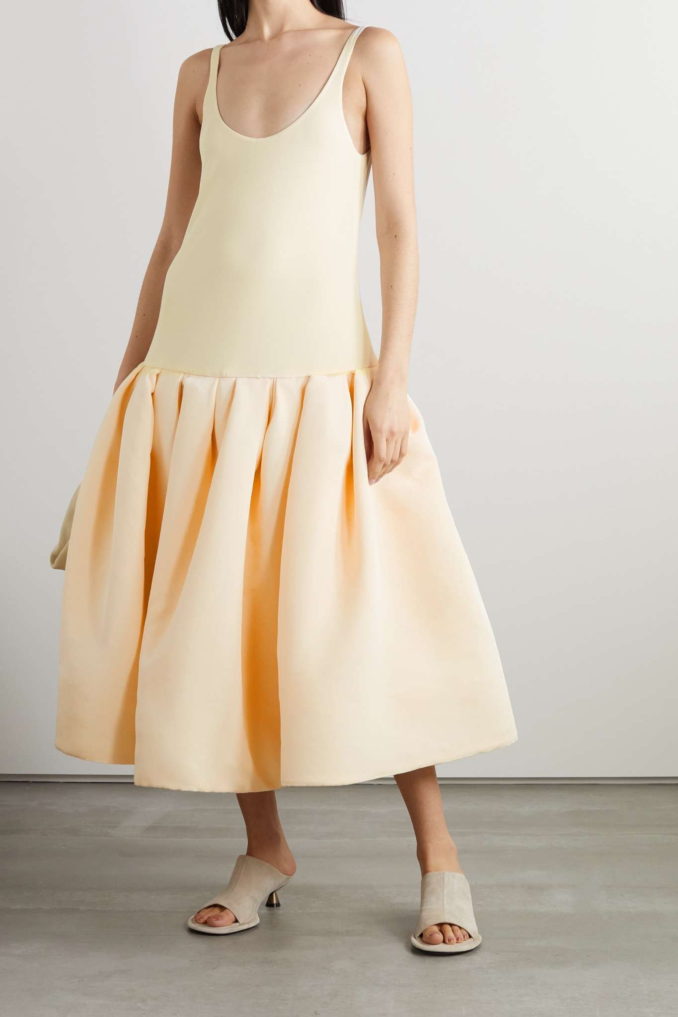 Lynette pleated jersey and crepe midi dress - 2