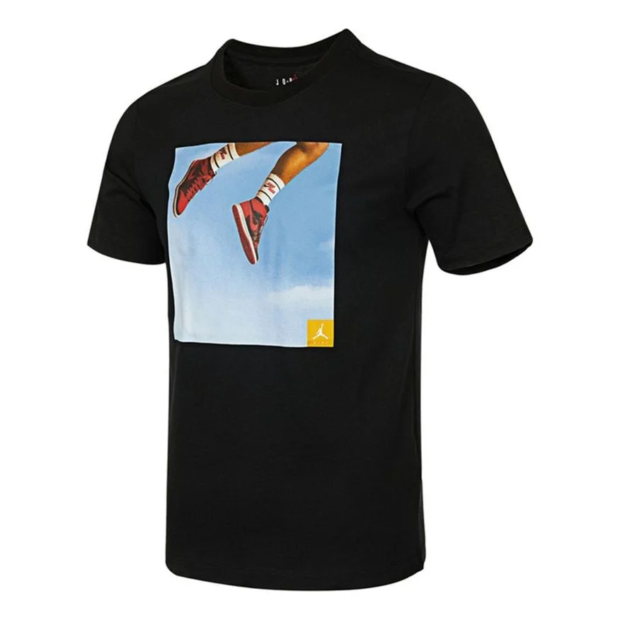 Men's Air Jordan Shoes Photo Printing Sports Short Sleeve Black T-Shirt DA9895-010 - 1