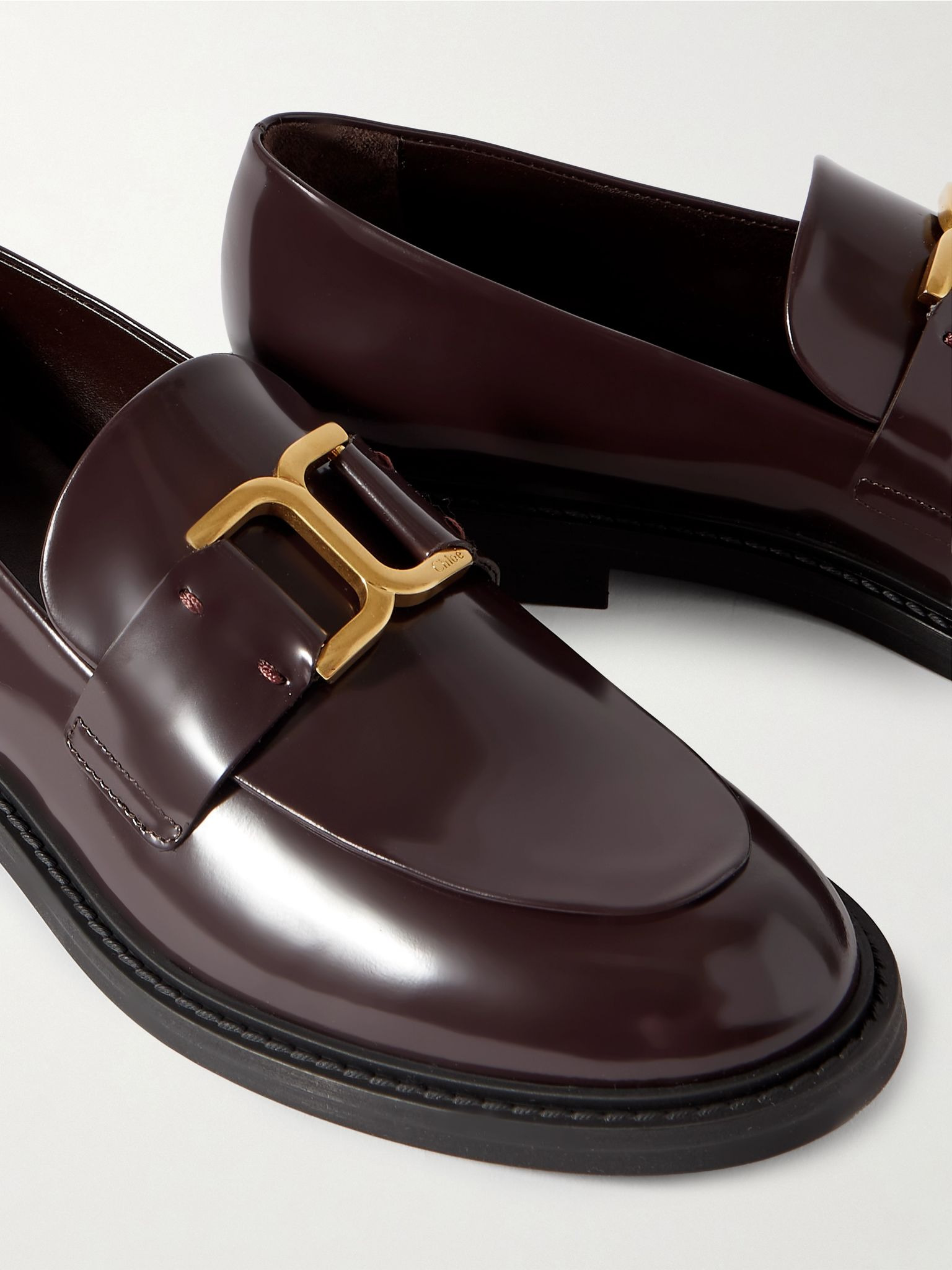 Marcie embellished leather loafers Burgundy - 4