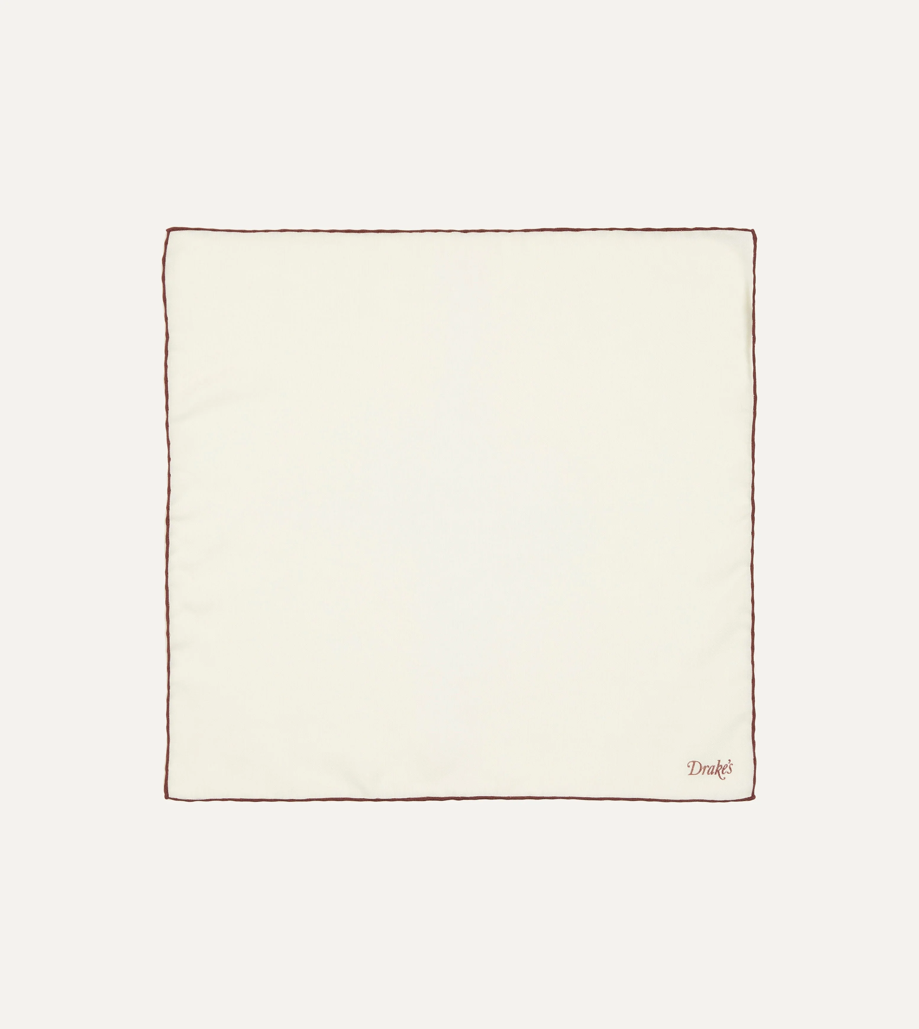 Ivory and Burgundy Shoestring Border Silk Pocket Square - 1