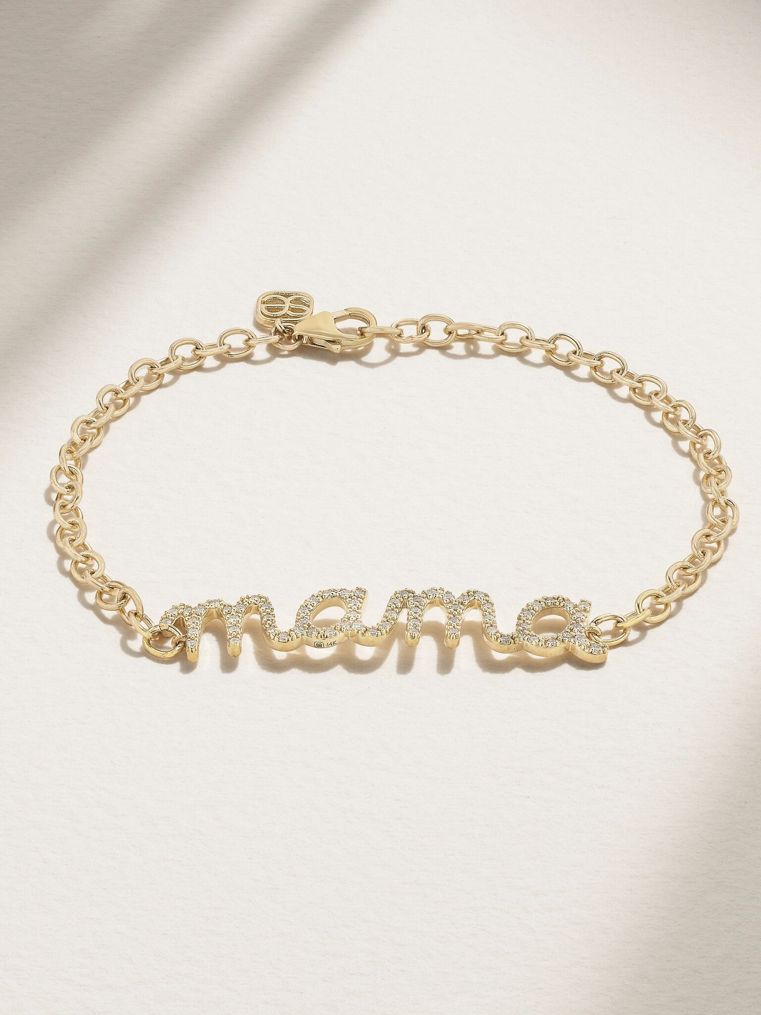 Large Mama Script 14-karat gold diamond bracelet Gold - 1