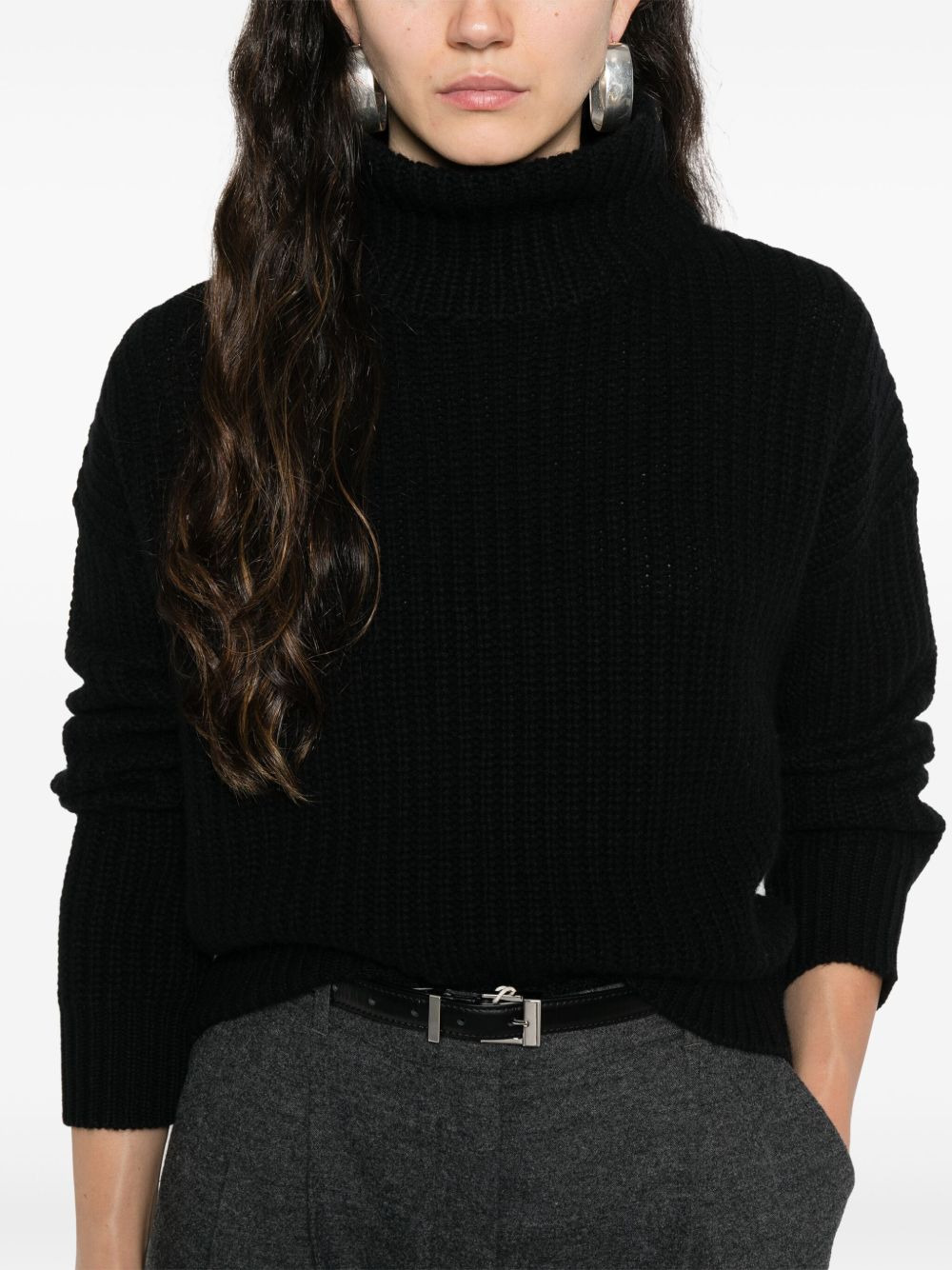 turtleneck ribbed jumper - 5