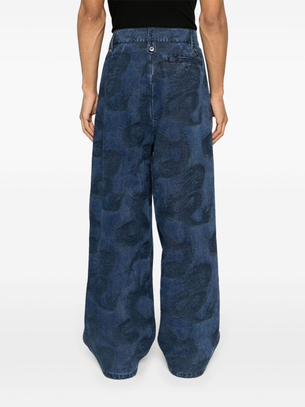 Dragon-jacquard wide-leg jeans - 4