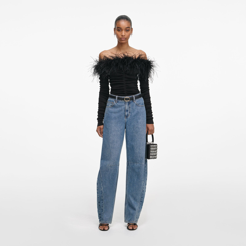Black Feather Viscose Knit Top 1