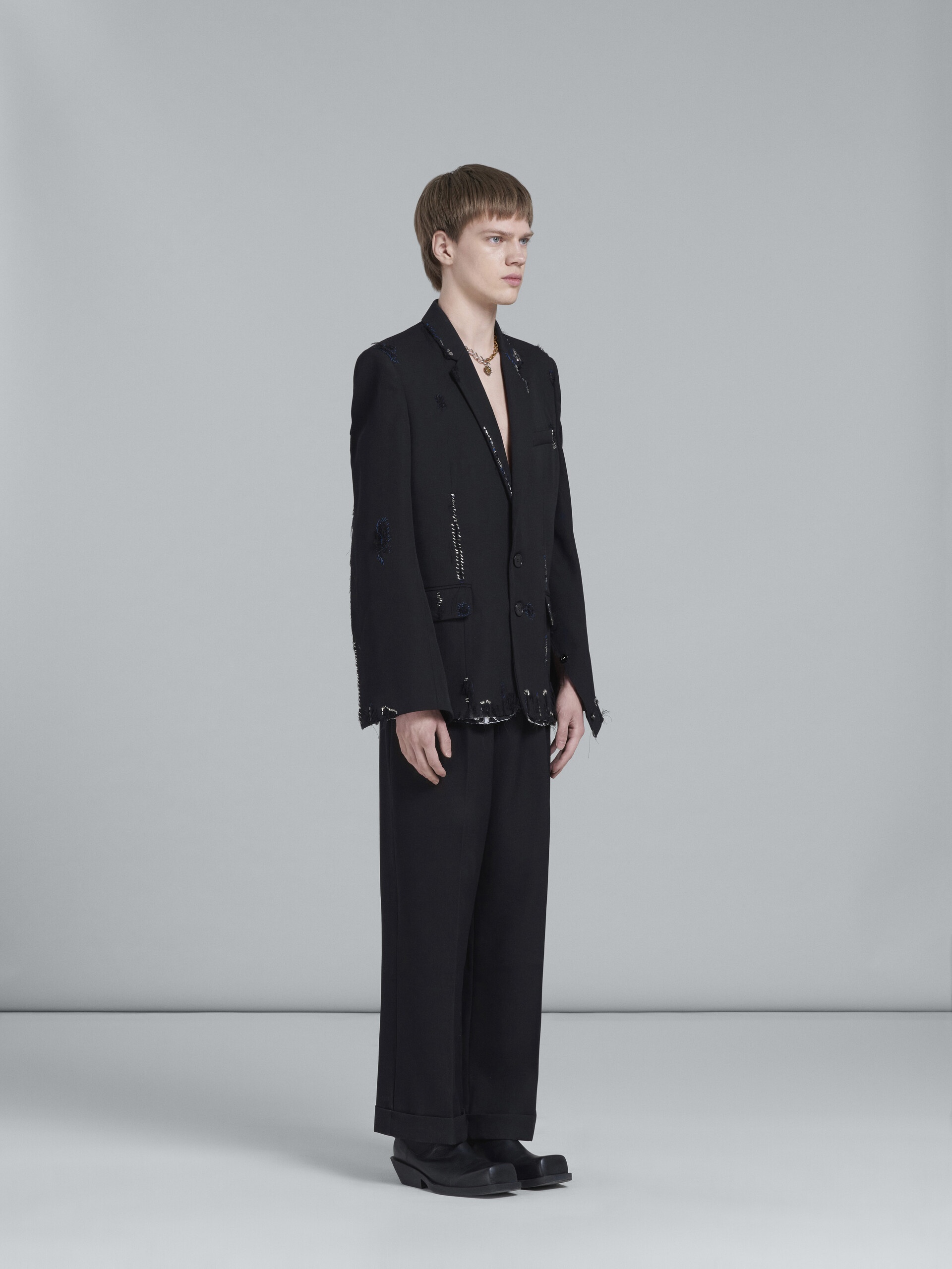 BLACK WOOL CONVERTIBLE BLAZER - 6