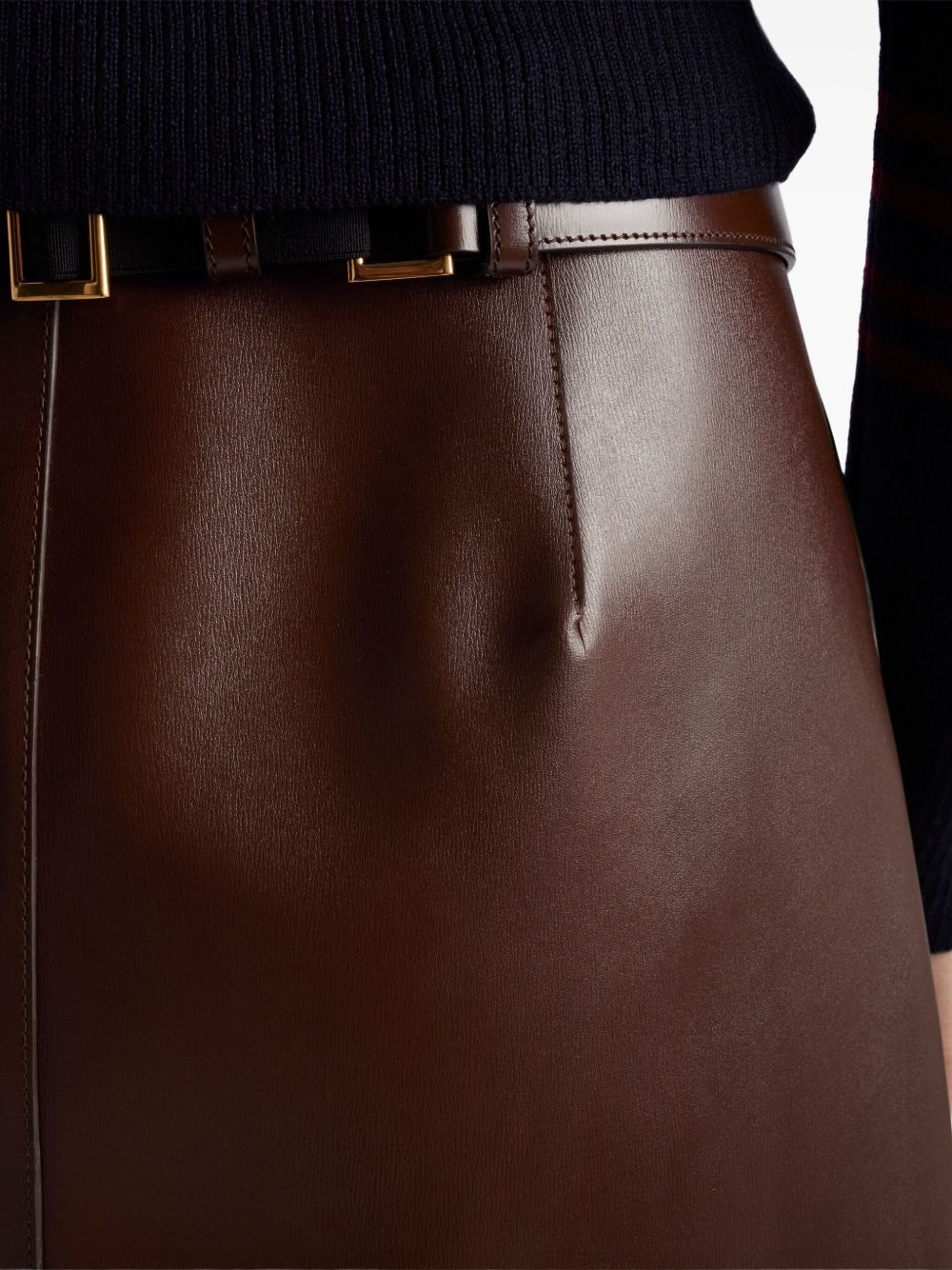 belted leather miniskirt - 6