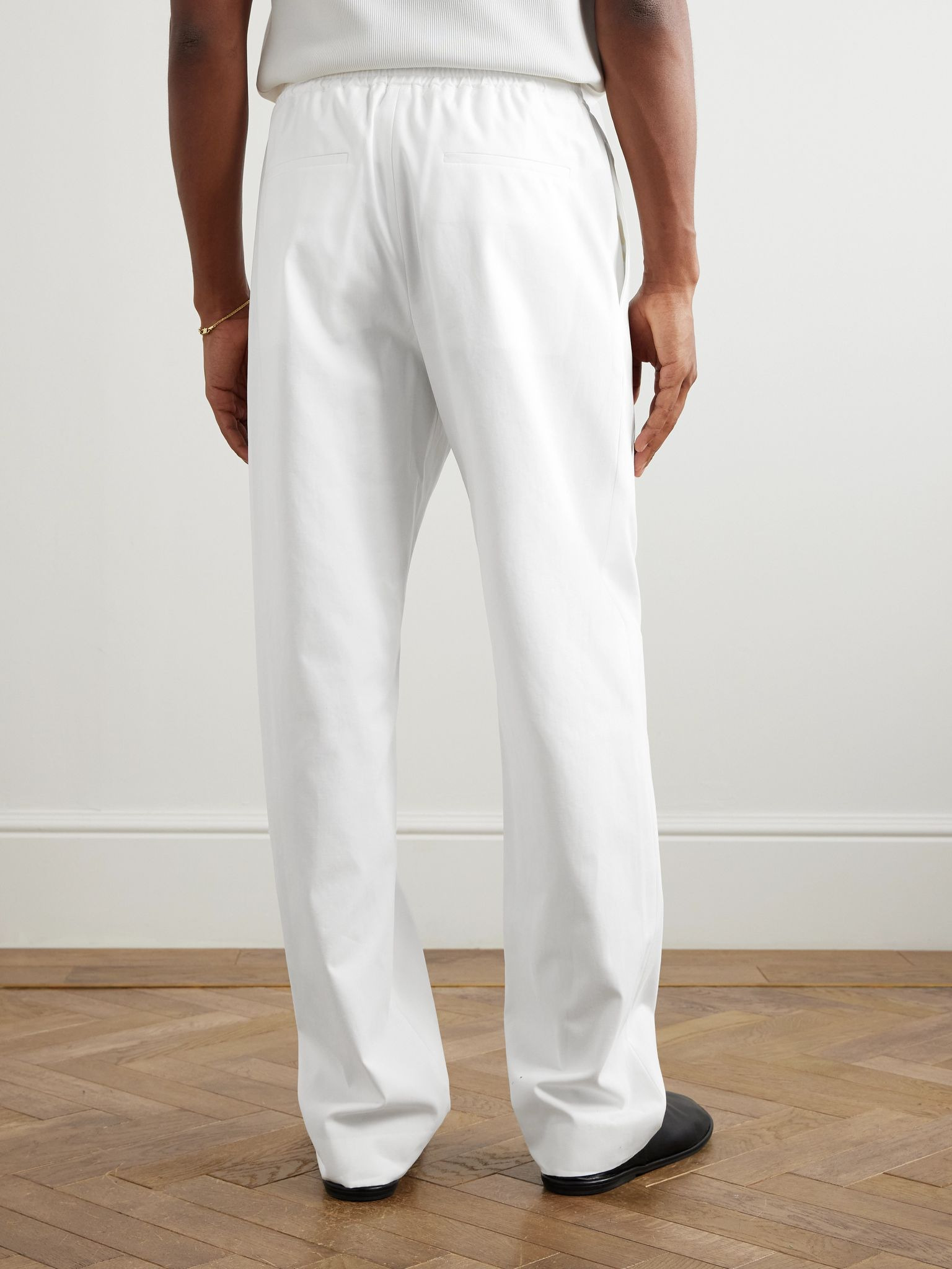 Jonah Wide-Leg Stretch Cotton and Cashmere-Blend Trousers White - 4