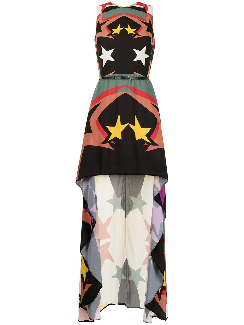 star-print high-low hem dress - 1