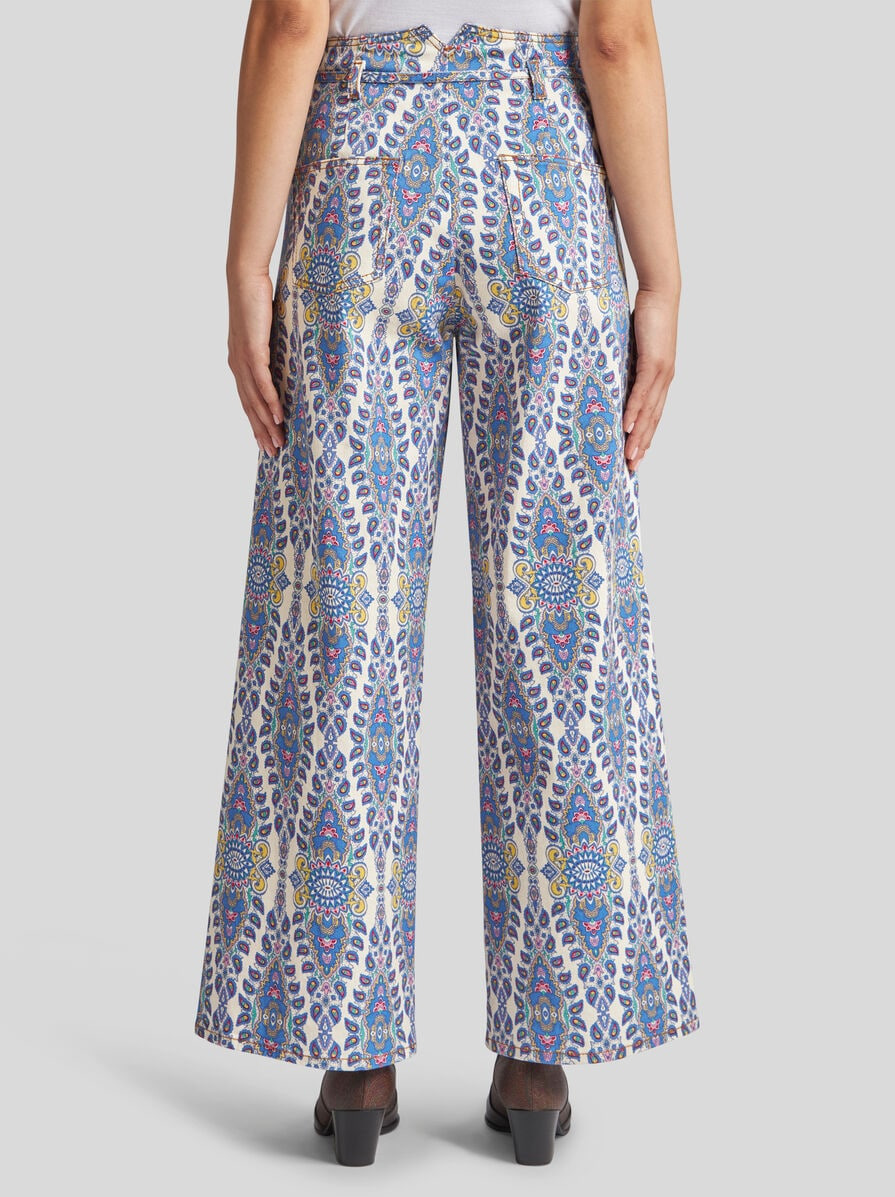 CULOTTE JEANS WITH BELT AND MEDALLION/PAISLEY MOTIF - 5