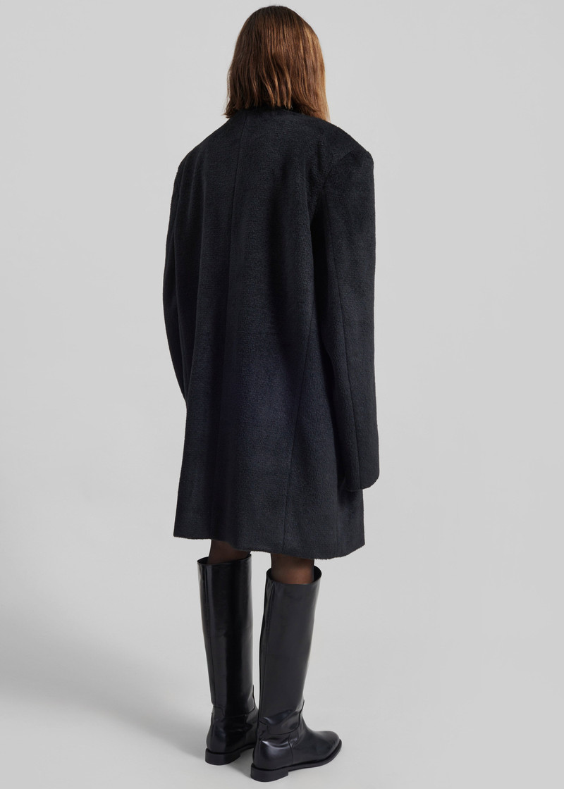 Coblence Textured Wool-Blend Coat - Black 7