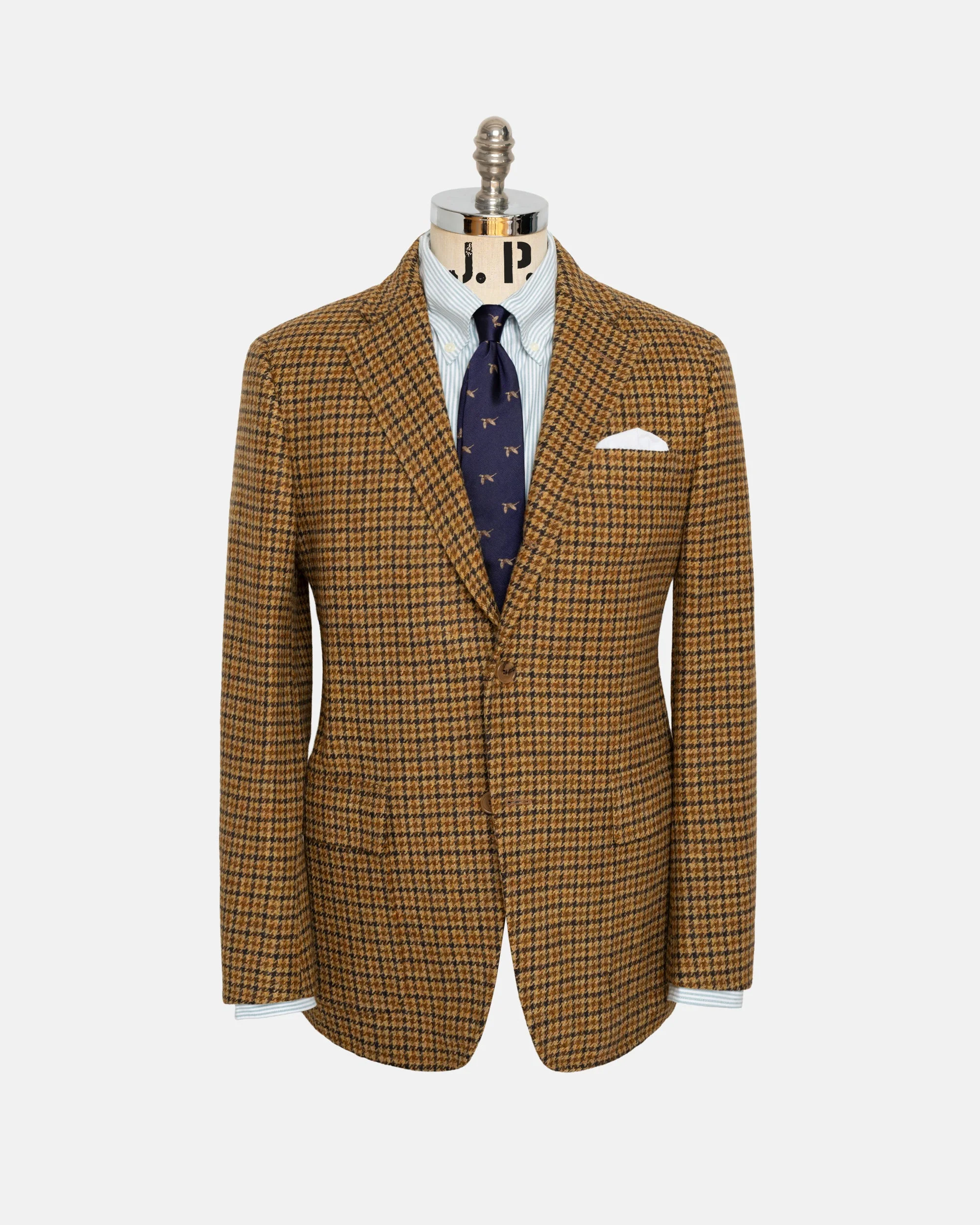 MADE-IN-USA BROWN & RUST CHECK CHEVIOT TWEED SPORT COAT - 1