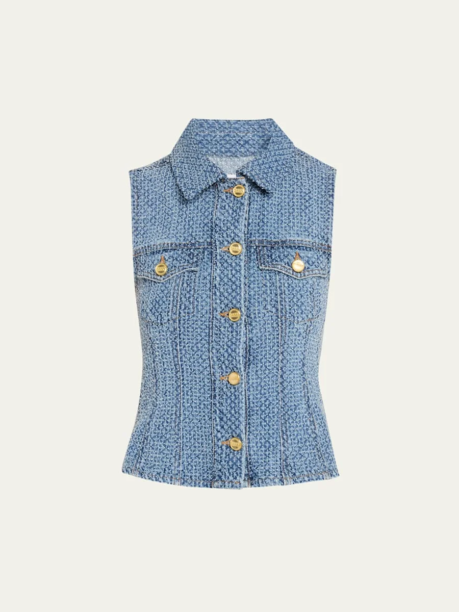 Fluffy Denim Fitted Top - 1