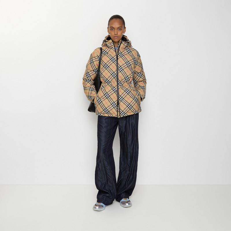 Burberry Check Nylon Hooded Puffer Jacket outlook