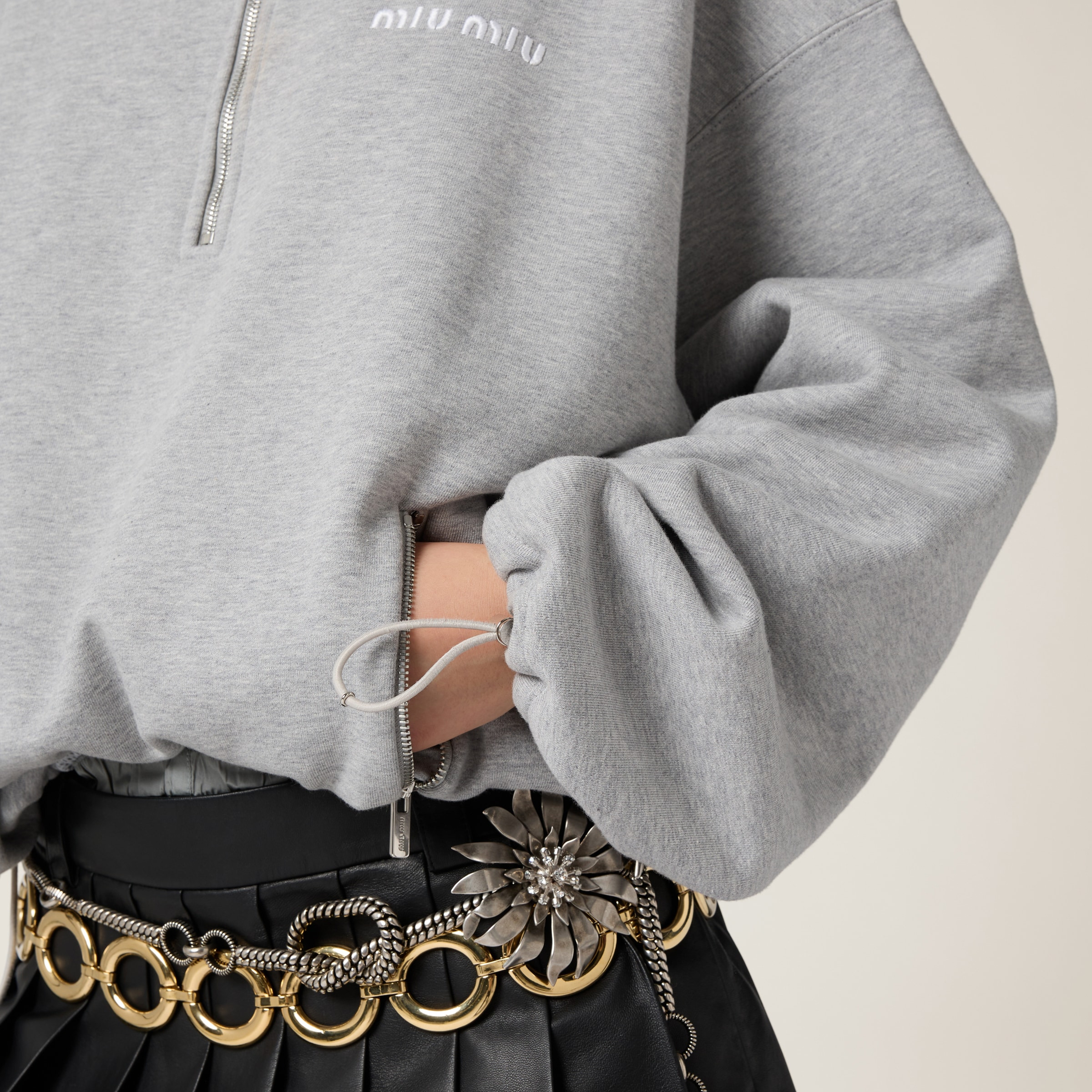 Cotton fleece zipper sweatshirt - 6
