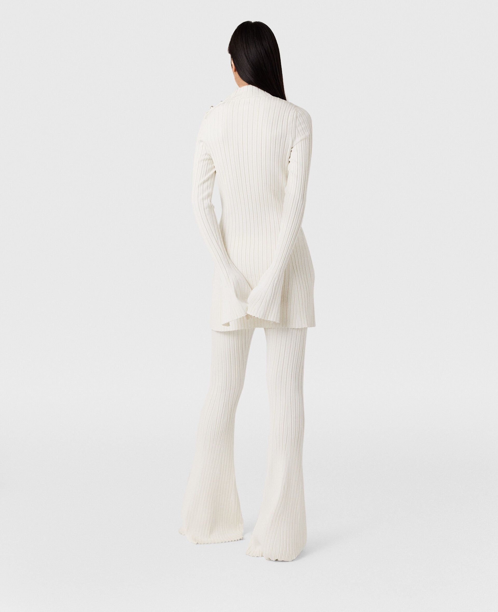 Ribbed Mid-Rise Flared Pants - 5