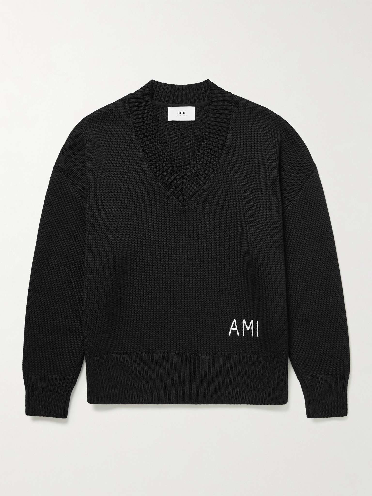 Oversized Logo-Embroidered Virgin Wool Sweater - 1