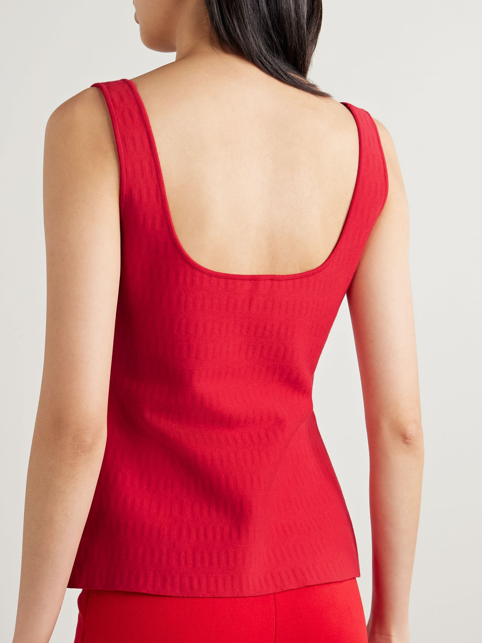 Inna cotton-blend jacquard tank Red - 3